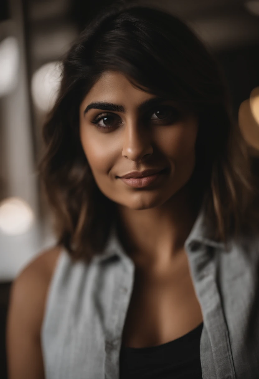 mia khalifa , en ropa interior , sexy, Clear lighting, posando sexy , cuerpo completo, mirada provocando,