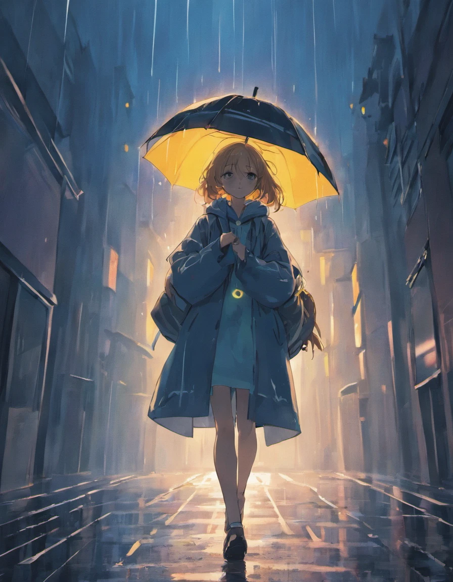 girl,under rain,One walked forward,With his head bowed