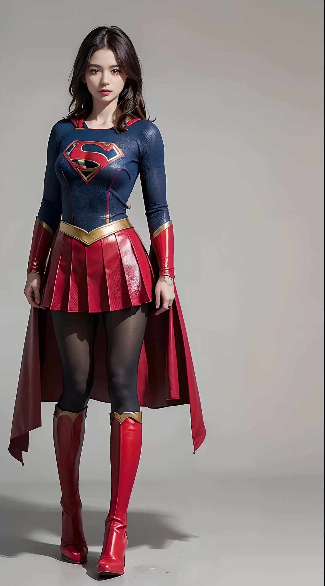 Beautiful girl fighting、japanes、Cute Beautiful Girl、(((Wear black tights on your beautiful legs.)))、(((beauty legs)))、(((Painful look)))、((((Make the most of the original image)))、(((Supergirl Costume)))、(((beautiful hairl)))、(((Injured)))、(((Feet must necessarily be worn with black tights)))、(((You need to wear red boots)))、((Top image quality、8K))、((top-quality、8K、​masterpiece:1.3))、(((Keep your background simple)))、Crisp focus:1.2、Beautiful woman with perfect body shape:1.4、Slender Abs:1.2、a wet body:1.5、Highly detailed facial and skin texture、8K、Keep your background simple