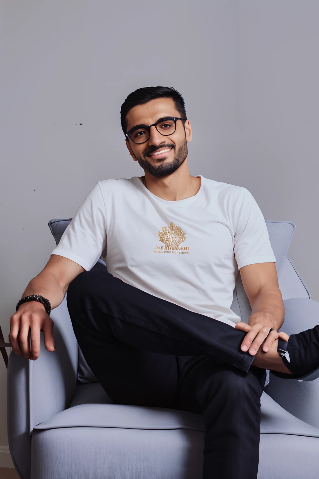 There's a man sitting on a sofa with his feet crossed, Raphael Lecoste, Emad Mostaque, Alejandro, Retrato no meio da foto, Nekro Petros Afshar, Reza Afshar, Henry Alvim Correa, Raphael Personnaz, Sam Nassour, Ahmad Merheb, Aves de Darnov, Sayem Reza
