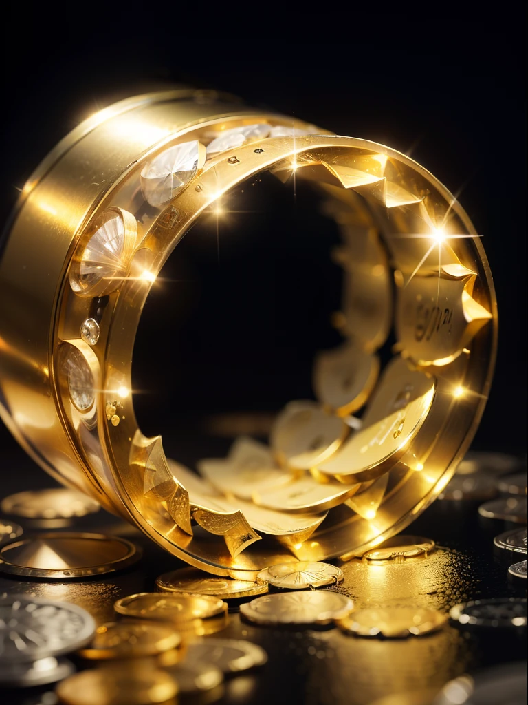 Gold Tunnel Diamonds and Euro banknotes falling --auto