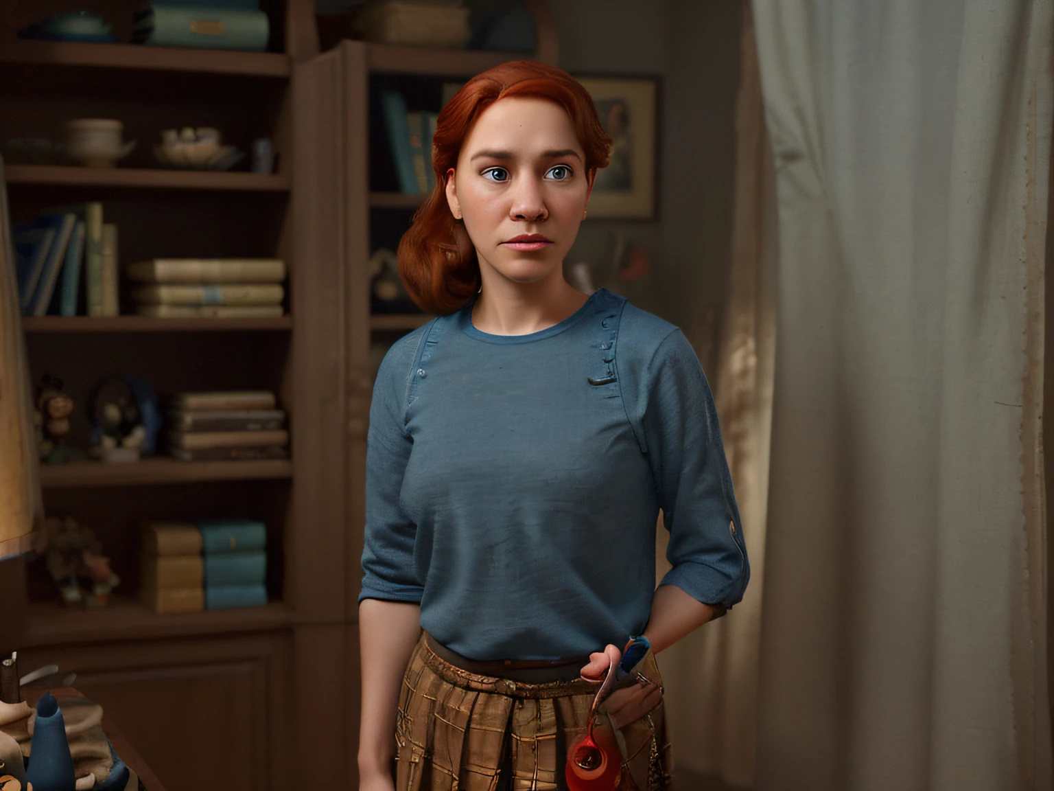 A Disney Pixar-inspired movie poster with the title Seamstress. A cena deve ser no estilo de arte digital distinto da Pixar, with a focus on character expressions, Vibrando, Detailed colors and textures that are characteristic of your animations with the title:"homem com cabelo curto, covinhas de queixo,