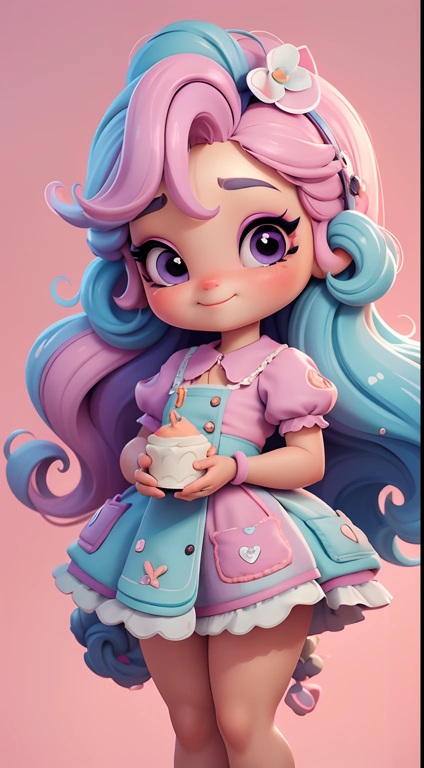 Create a series of cute chibi-style themed dolls around cute cake chefs, Each has a lot of detail and 8K resolution. All dolls should follow the same pattern of cake wallpaper,E completa na imagem, Pubic Area Showing (corpo inteiroesbian, incluindo pernas: 1.5) Bolo Doll F: Chame-a de Marina. She must have little rainbow-colored hair. Seus olhos devem ser grandes e expressivos, long eyelashes and rosy cheeks. Delicado sorriso branco. Sophie deve usar roupas coloridas, pastel hues, lilac and purple tones and sweet details;. She must have a paintbrush in her hand. Be sure to add details to your clothes, such as buttons and pockets, Sapatos bonitos Certifique-se de adicionar sombras, Textura e detalhe do cabelo, As roupas ar, Bolo e barra de chocolate, Torne-os mais fofos e charmosos.
