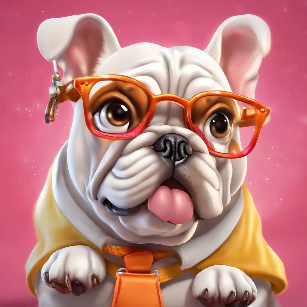 (best quality,uhd,realistic:1.37),bulldog,pixar style,realistic,frances realistic bulldog,uhd,resolution,vivid colors,playful expression,sparkling eyes,soft fur texture,bulldog sitting on a wooden floor,unique character,adorable,animated style,studio lighting,attention to detail,playful and friendly demeanor,expressive face,bulldog with a cute collar and tag,tongue sticking out,curly tail,comical and charming appearance,artistic rendering,bright and vibrant colors,precise and accurate anatomy,whimsical charm,pixar-like animation,impeccable craftsmanship,bulldog with a playful smile,joyful and lively spirit,beautifully rendered fur,variety of realistic textures,gleaming eyes,artistic interpretation of a bulldog,adorable and lovable personality,attention-grabbing subject,exquisite details in the face and body,bulldog with a mischievous look,fantastic art style,true-to-life representation of a bulldog,carefully crafted artwork,bulldog with a playful pose,intricate shading,vibrant and lively scene,delightful and endearing character,bulldog in a cheerful and inviting setting,expressive and engaging artwork,bulldog bursting with personality and charm