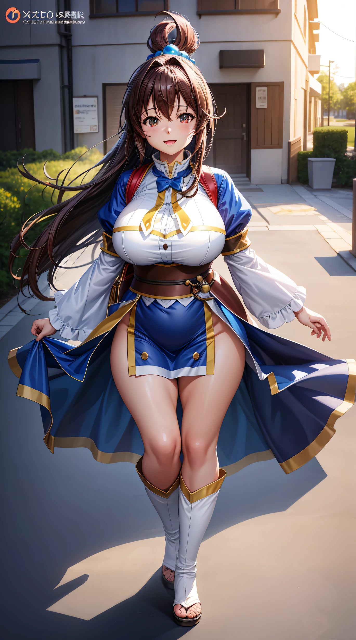 stylized hentai character, (drooping eyes, realistic skin, angle from below), ((ecstasy face)), long hair up, panties,