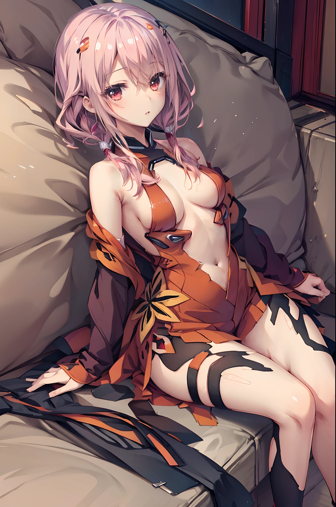 yuzuriha_inori,Lying down,Raise both legs,​masterpiece,Top image quality,Best Quality