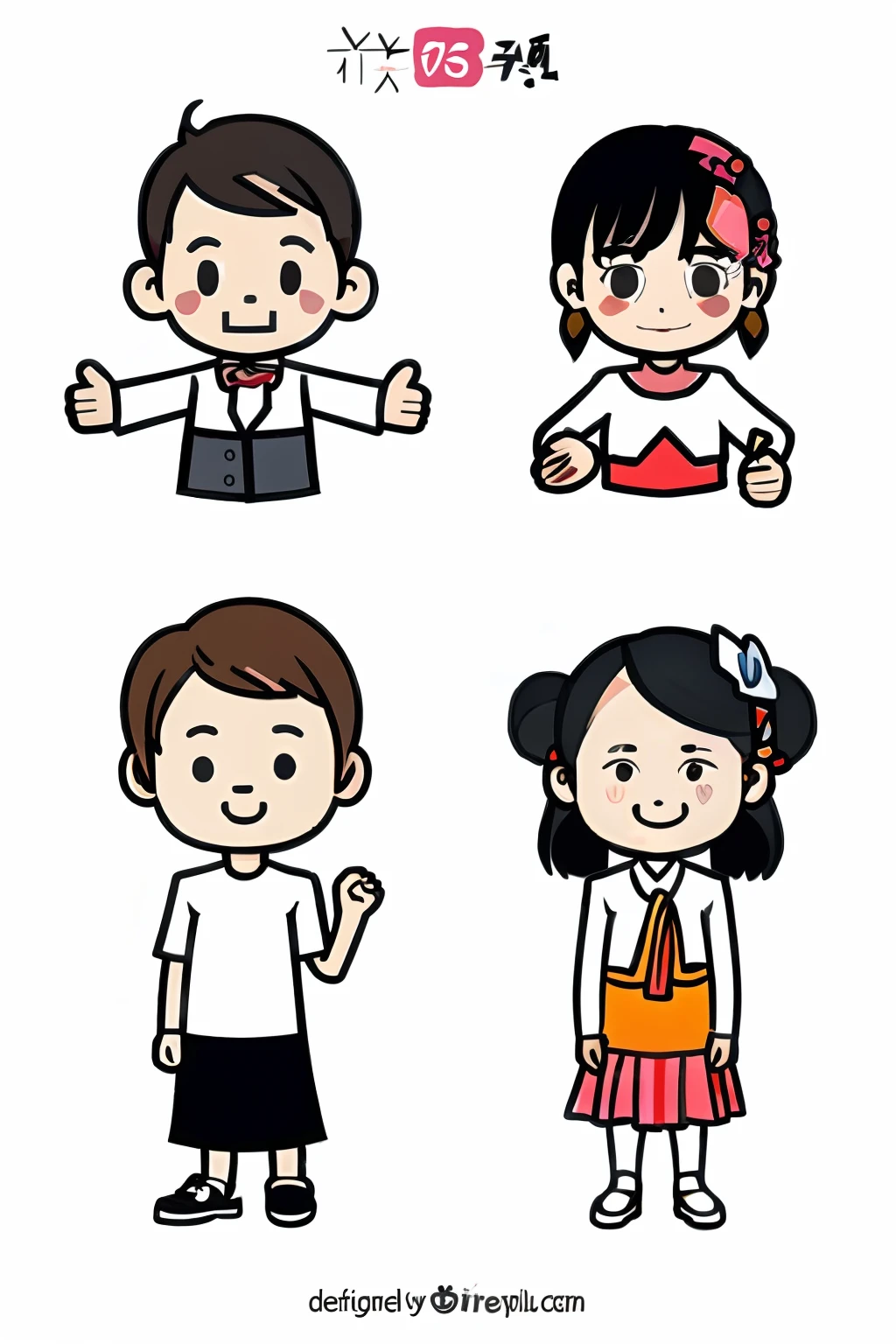 collection,thailand character,sharp outline,separated each element,full frame