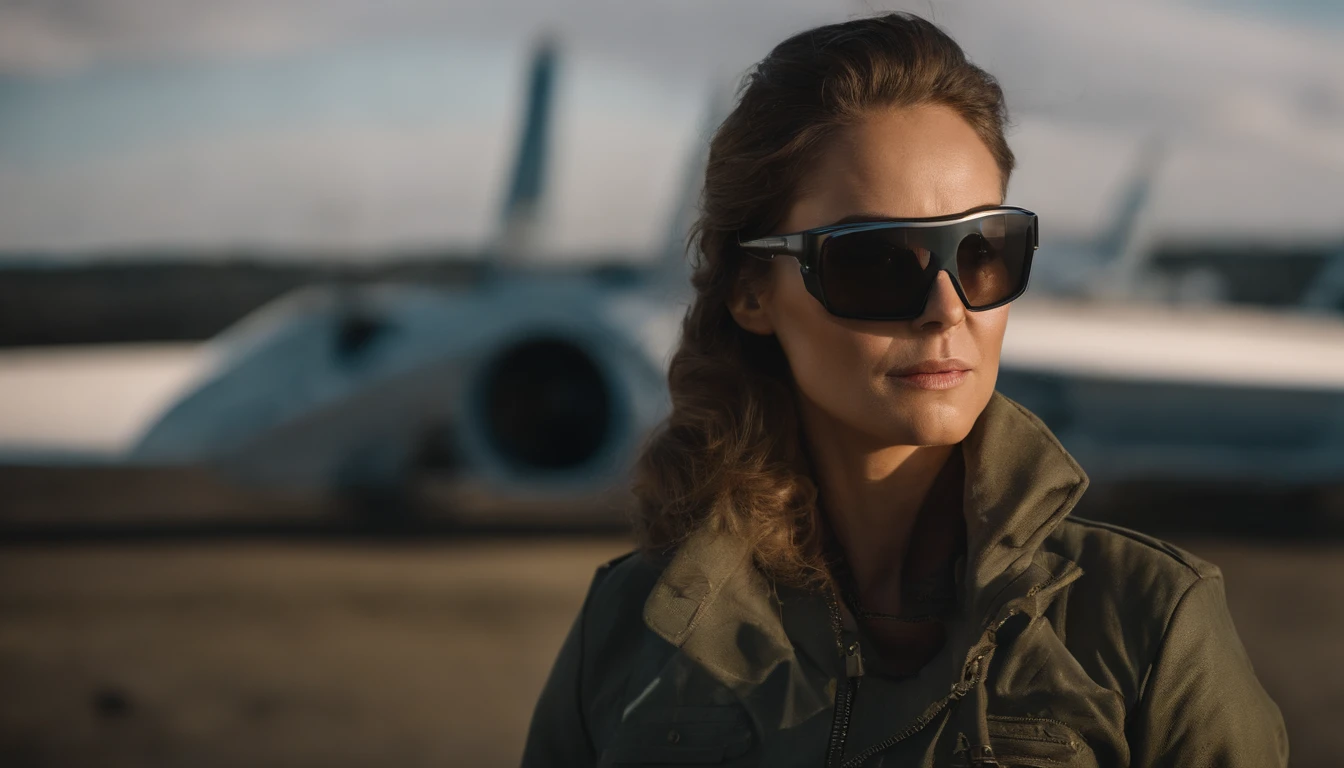 mulher soldado 25 anos de idade, cabelos brancos, futuristic glasses, High definition, high resolution, 4k, cinemactic,