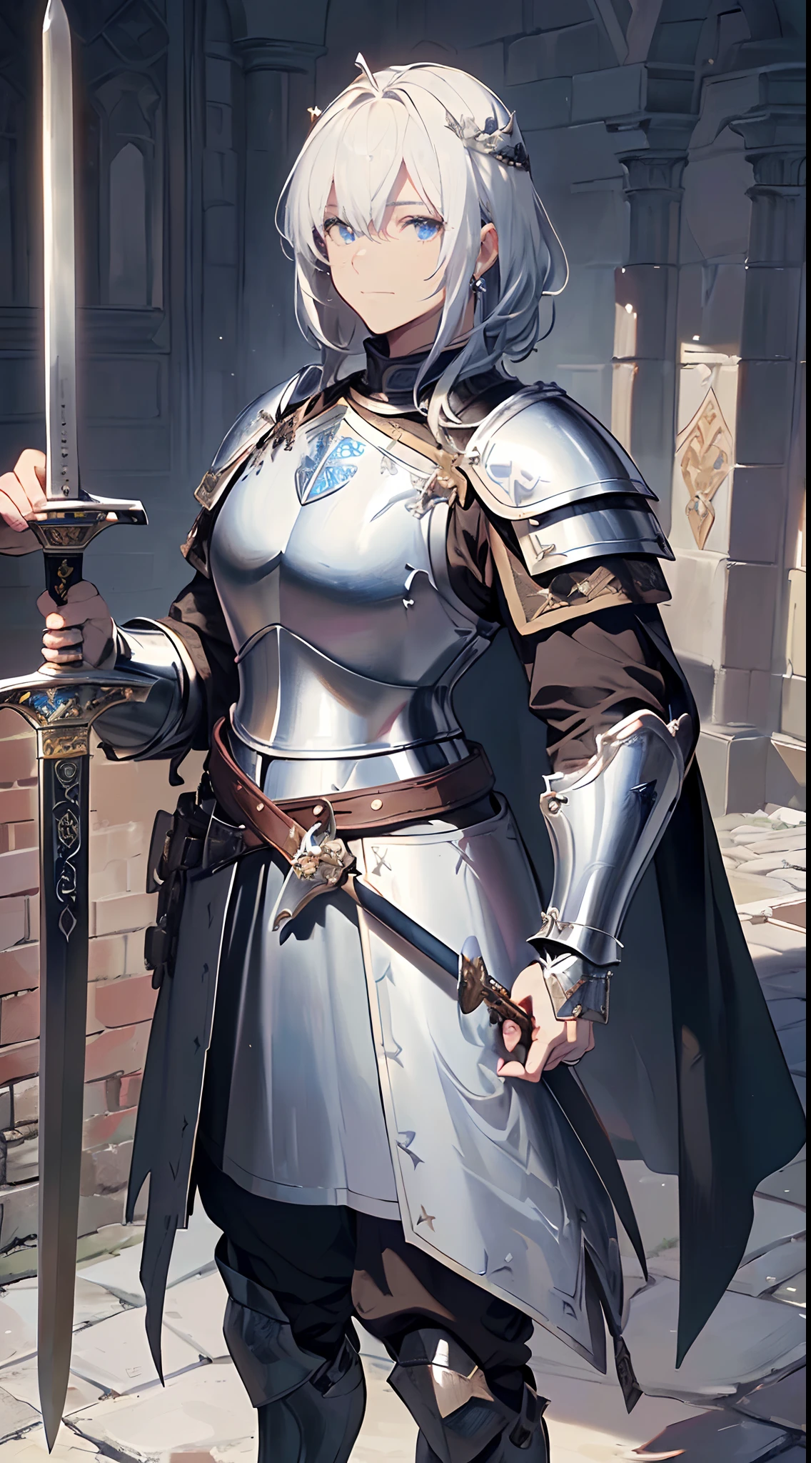 Anime - style image of a woman in armor holding a sword - SeaArt AI