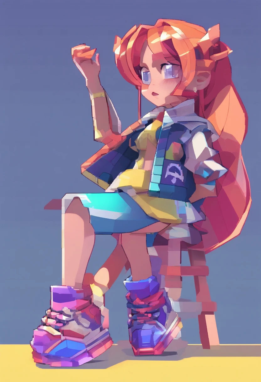 Beautiful girl wrapped in transparent plastic, Chibi, Translucent Fluorescent Sports Fashion Trend Clothing, usando sapatos Nike, cor do doce, fundo simples e brilhante, Brinquedos 3D, estilo cyberpunk, cinema4d, octan render, Modelo 3D, Collectible toys,nendoroid,Estilo de rua,Pixar,sapatos grandes , FASHION TRENDS, Close-up, corpo inteiro --ar 3:4 --q 2 50 --niji 5 --niji 5 --s 100 --estilo expressivo --s 2
