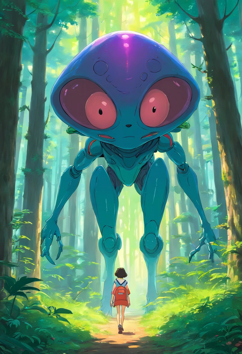 Alien walked in the forest