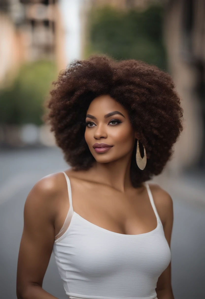 imagem ultra realista de uma bela mulher afro americana de 25 a 30 anos, corpo perfeito, estilo selfie com seu iphone 15, lindo rosto perfeito, olhos castanhos claros ou verdes, cabelo grande, cabelo ondulado com luzes loiras, cabelo liso com luzes loiras, linha mulher afro, usando peruca, peruca com luzes loiras