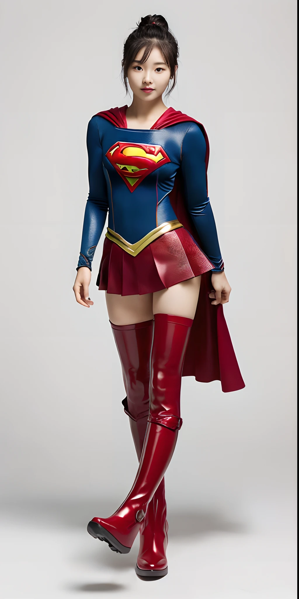 Beautiful girl fighting、japanes、Cute Beautiful Girl、(((Wear black tights on your beautiful legs.)))、(((beauty legs)))、(((Painful look)))、((((Make the most of the original image)))、(((Supergirl Costume)))、(((beautiful hairl)))、(((Injured)))、(((Feet must necessarily be worn with black tights)))、(((You need to wear red boots)))、((Top image quality、8K))、((top-quality、8K、masterpiece:1.3))、(((Keep your background simple)))、Crisp focus:1.2、Beautiful woman with perfect body shape:1.4、Slender Abs:1.2、a wet body:1.5、Highly detailed facial and skin texture、8K、Keep your background simple