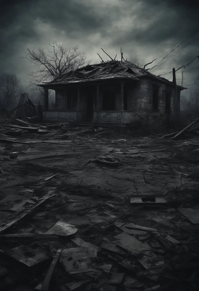 a post-apocalyptic scenario full of dead people, decaying buildings, desolate streets, wreckage, scattered items, abandoned vehicles, eerie silence, toxic atmosphere, ruins, overgrown vegetation, crumbling infrastructure, hauntingly beautiful landscapes, harsh sunlight, dust-filled air, dramatic shadows, hauntingly empty eyes, pale and lifeless skin, tattered clothing, worn-out shoes, scavengers roaming, a feeling of despair, solitude, the world in ruins, hopelessness, an unsettling stillness, a lone survivor, survival instincts kicking in, the struggle for survival amidst chaos, the human spirit persevering, a glimpse of hope in the distance, a new beginning emerging from the darkness. (best quality, highres), apocalyptic art style, desaturated colors, moody lighting.