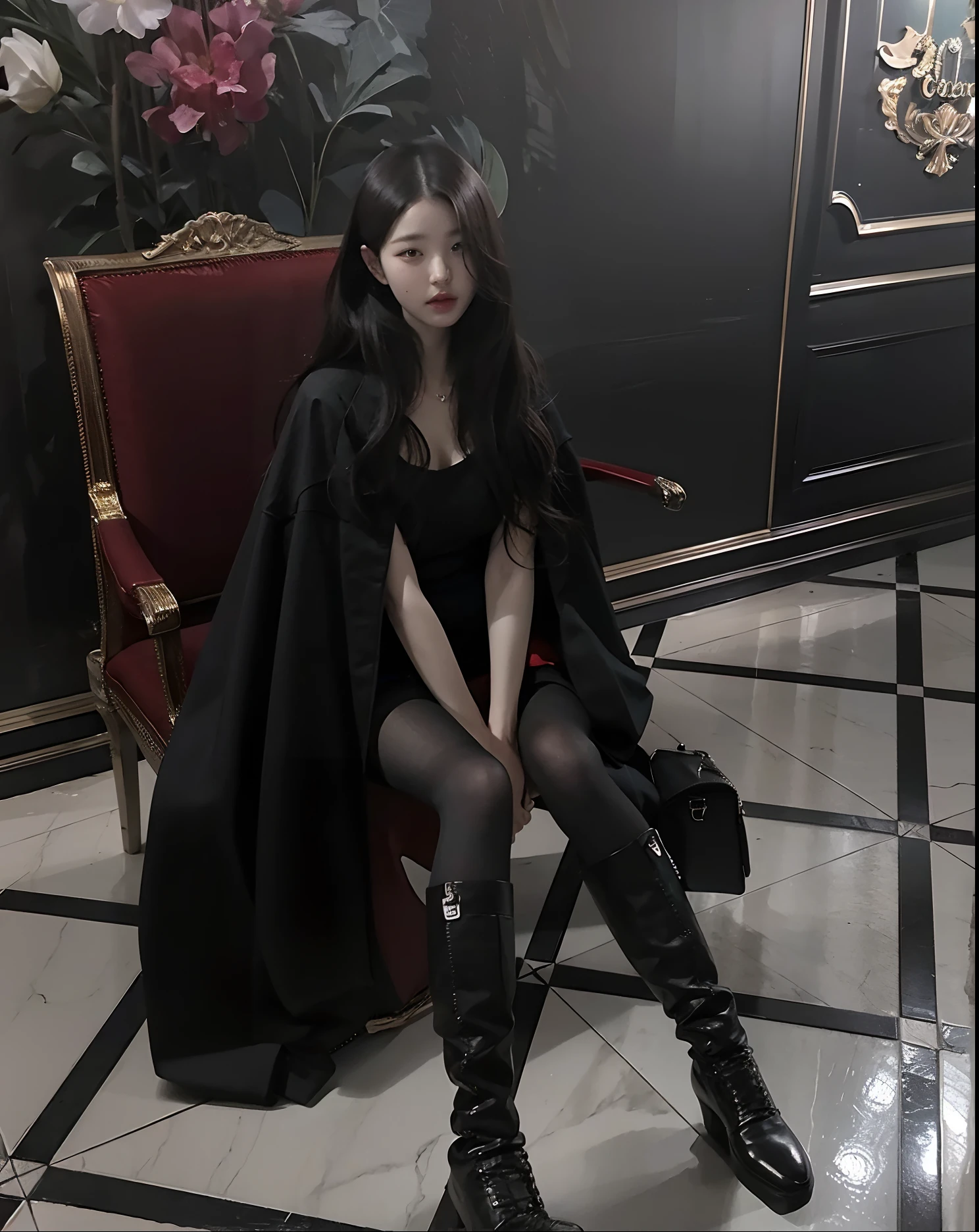best quality, master part, ultra high-resolution, (fotorrealista:1.4), Foto RAW, 1girl, Inside the café, Olhando para o Viewer, cabelos longos, pale skin, Meio Corpo