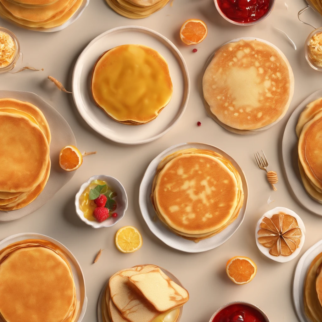 Fluffy pancake, just pancake nothing else, pancake on desk, butter on top, no sauce, no fork, no plate, no background just desk
