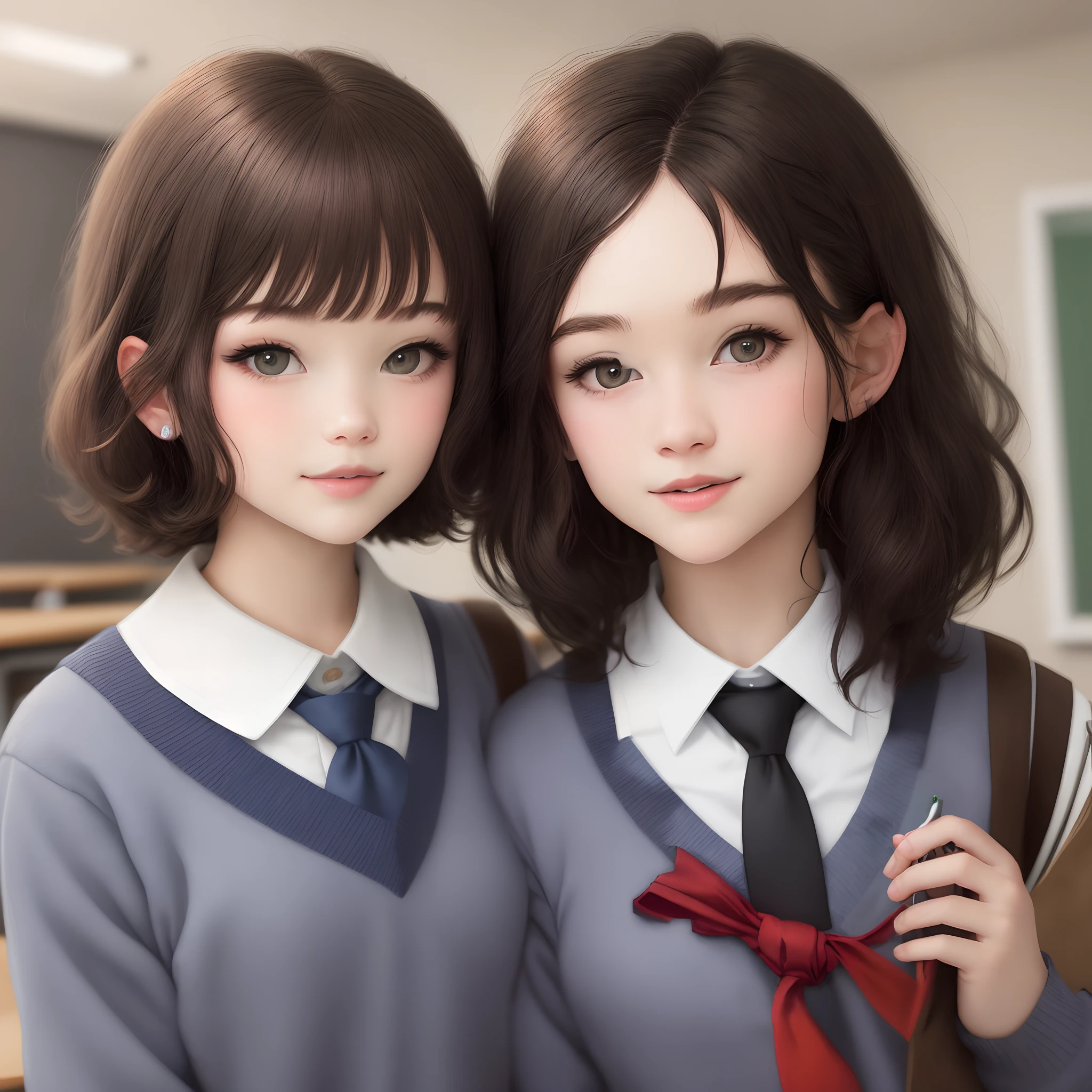 hi-school girl,Bob Hair,A dark-haired,1人