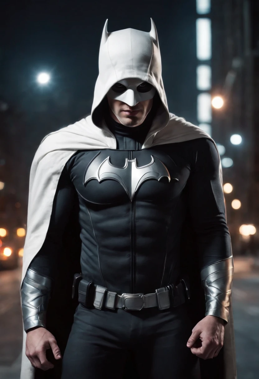 (best quality,Altas,master part:1.2),fundo escuro,ultra-detalhado,cavaleiro das trevas,Batman imensamente detalhado,Atmosfera chocante,figurino impressionante,foco nítido,sombras intensas,corajoso e realista,Moody Lighting,detailed facial features,logotipo do morcego no peito,fierce expression,Cabo fluindo dramaticamente,olhos arregalados,anatomia perfeita,dinamic pose,silhueta sinistra,alto contraste,Sombras profundas,atmosfera de pressentimento,cores gritantes,dramatic composition,urban backdrop,night time,gothic architecture,intense and powerful presence,breathtaking realism,artist's interpretation,Masterful rendering,Skilled brushing,gradientes de cores sutis,dynamic action,Iconic superhero,impressive physique,exquisite attention to detail,figura imponente,protetor destemido,intensidade hipnotizante,impacto visual marcante,cores vibrantes,Emotive expression,narrativa convincente,hint of mystery and danger,epic and atmospheric,immersive experience,suspended in action,extraordinary craftsmanship,imortalizado na arte