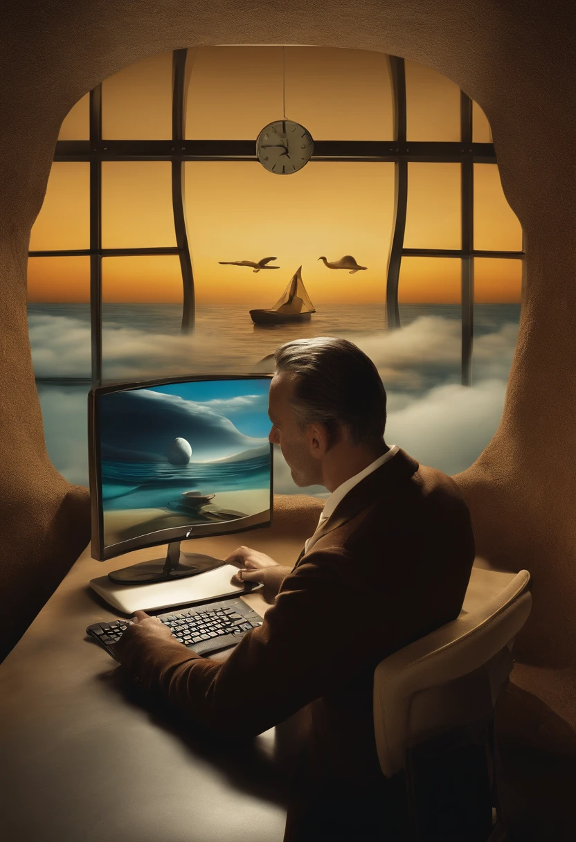 recreate Salvador Dalí's quandro: The Persistence of Memory, in a more modern work with futuristic computers instead of clocks