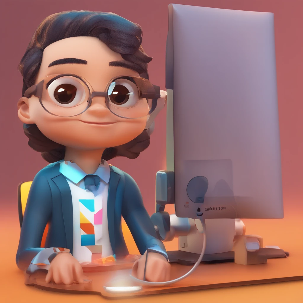 Crie um avatar chibi do @pastor_isaac_silva,Destaque seu rosto,Ao mesmo tempo,, Elements are expertly incorporated to represent artificial intelligence. Maintain the main facial features of the @pastor_isaac_silva, Like your characteristic hairstyle and glasses, But infuse it with subtle artificial intelligence hints, dando-lhe um cocar futurista, Like a cute AI headset or glasses with a digital screen,Displays advanced algorithms. O objetivo era criar um @pastor_isaac_Chibi Silva with a recognizable face,Ao mesmo tempo,, suggests a connection to AI technology.