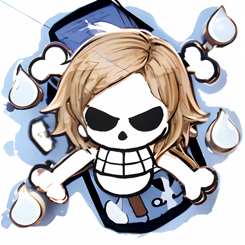 Skul, blonde hair, curly hair, cap, Milk box anime style, jolly Roger