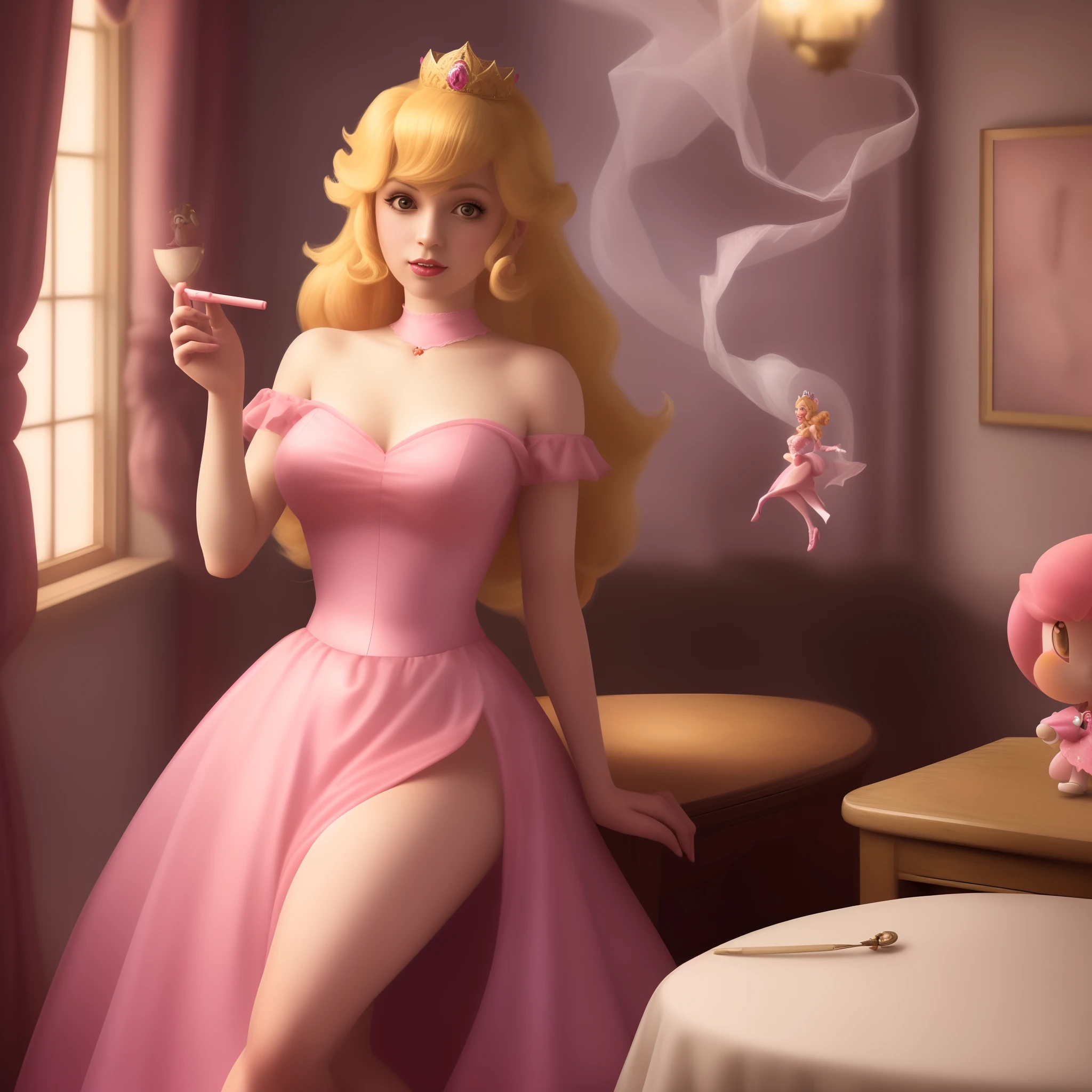 tinkerbell rapidly smoking cigarettes while masturbating, touching pussy, hand on pussy, sucking very hard on cigarette, the cigarette ash is growing very long, very long cigarette asdh, nose exhale, deeply inhaling, lots of cigarette ash, exhaling smoke through nostrils, smoke coming out of nostrils, short green dress, yellow hair, bun,
