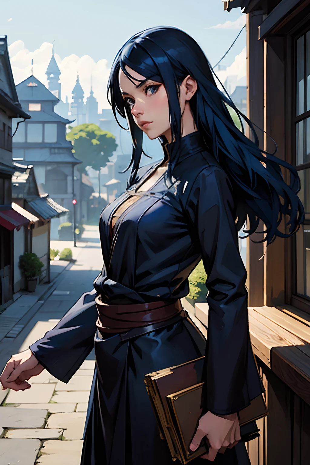 There's a blue-haired woman, arte estilo guweiz, Guweiz, pintura de personagem bonita, Guweiz em Artstation Pixiv, Guweiz em Pixiv ArtStation, retrato impressionante do rosto do anime, bela arte digital, Wlop Ross, Obra-prima de Guweiz, arte de anime digital detalhada