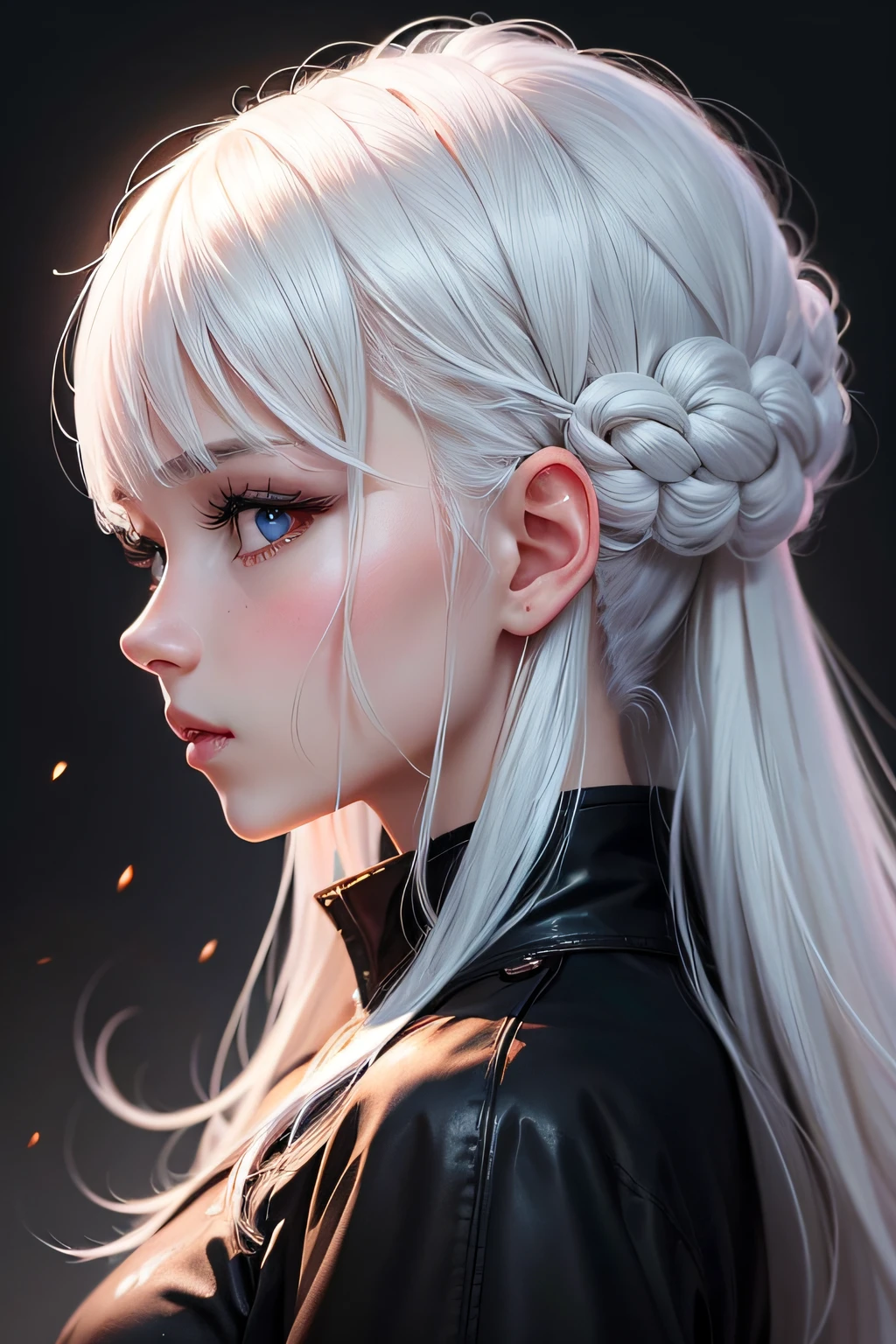 White hair, girl, profile image, Black eyes、masterpiece, top-quality, hightquality, hight resolution