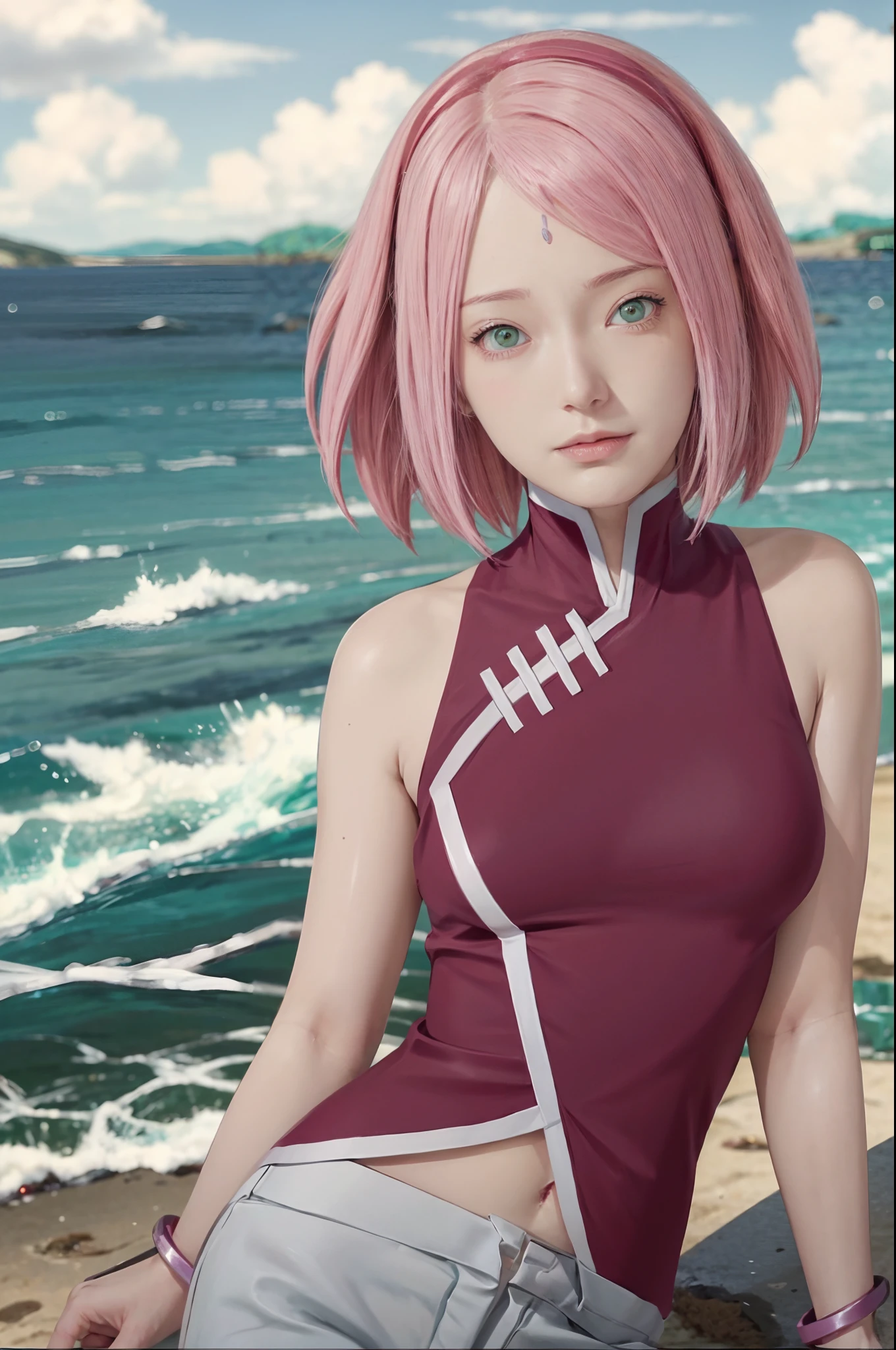 1girl,pink hair, green and purple eyes,high res,hyper realistis, ultra detail qualiti high ,realistic.
Sakura / Sakura Haruno (Sakura Haruno) / [Boruto: Naruto Next Generation,1girl ,best quality ,ultra Higd ,detail realistic ,HDR pro
