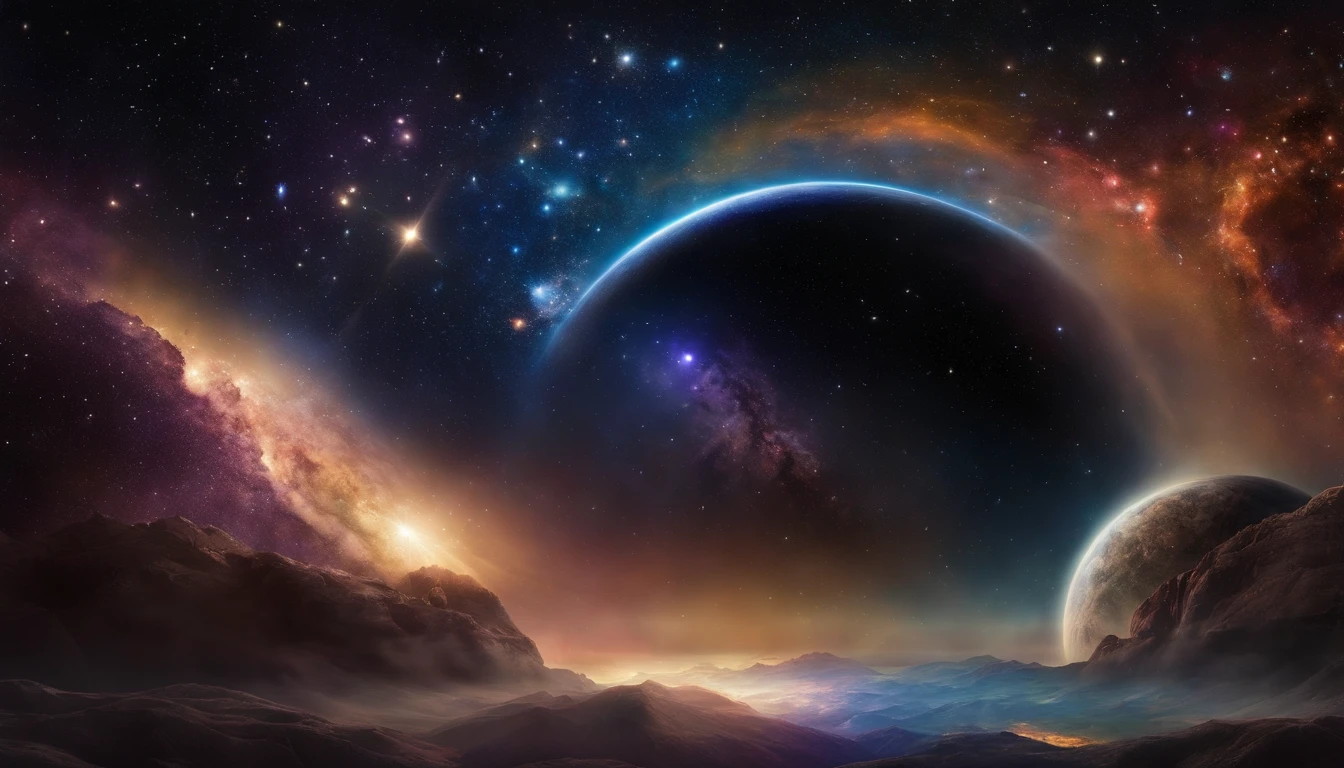 Neville Goddard conectado com o universo. Create an image of an individual deeply connected to the universe, surrounded by cosmic elements that convey a sense of cosmic unity