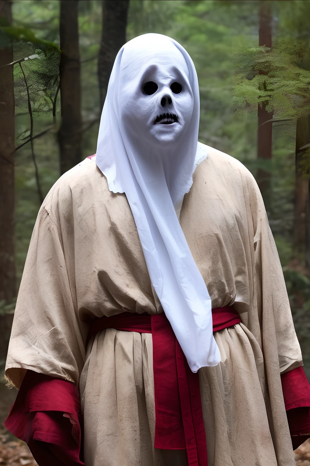 Kang Taehyun as ghost face in the woods with a bloody knife