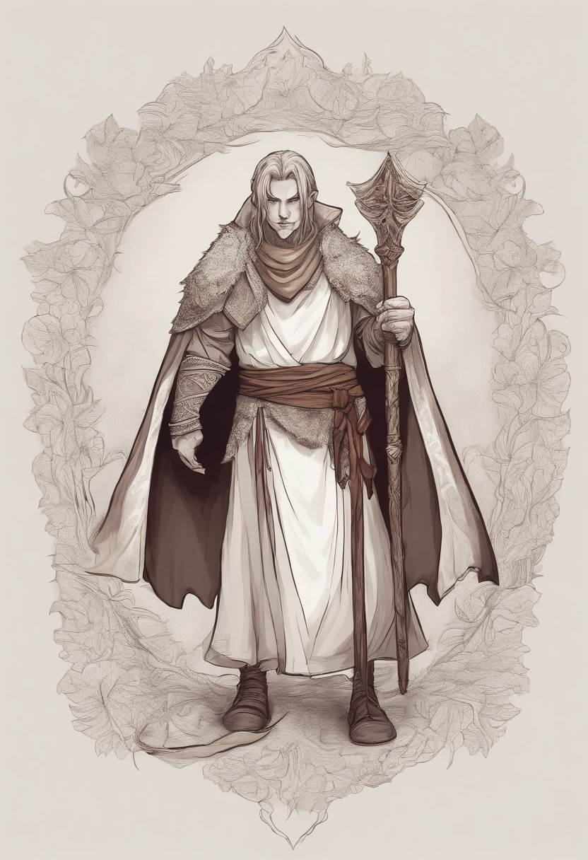dragon, dragonborn, white accent, robes, simple robes