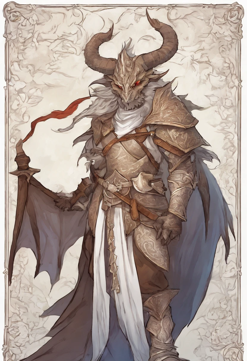 dragon, dragonborn, white accent, robes, simple robes