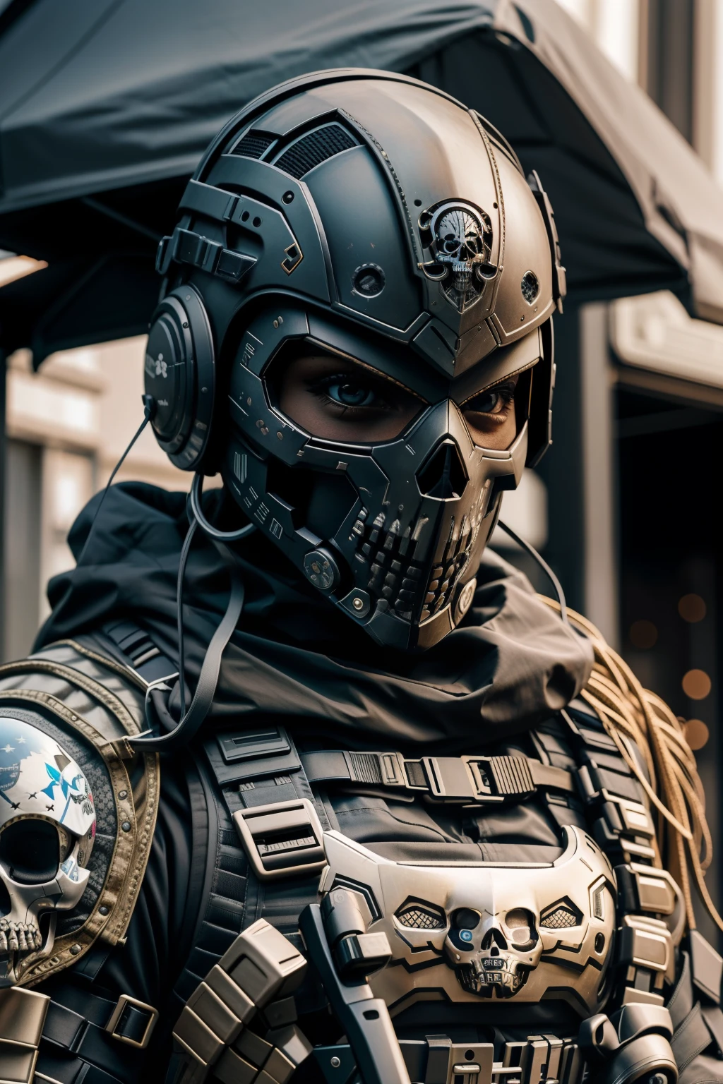Loiras Barbie, fofo, Girly, skull mask, armadura, army, segurando arma, The Death Squad, tropa de elite