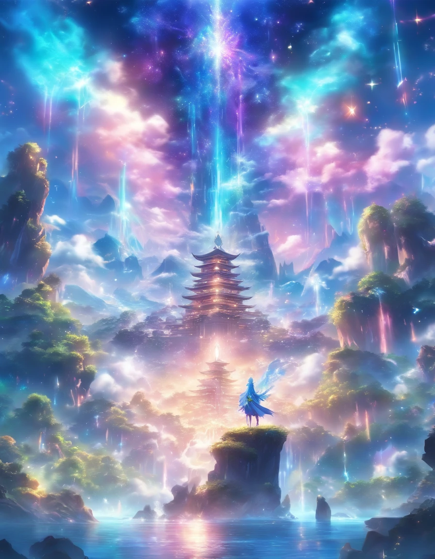 (best quality,4k,8k,highres,masterpiece:1.2),ultra-detailed,(realistic,photorealistic,photo-realistic:1.37),flamboyant colorful mage,wonderful multi colored spells,fantasy environment,magical atmosphere,sparkling lights,spellbinding,mesmerizing glow,ethereal aura,enchanting scenery,mystical elements,vibrant colors,fantastic fantasy creatures,spell-casting gestures,mystical symbols,deep purple sky,lush green foliage,twinkling stars,floating islands,shimmering waterfalls,mysterious mist,ancient ruins,floating crystals,celestial energy,whimsical atmosphere,elaborate robes,glowing staff,crystalline magic,wisps of magic,arcane knowledge,dreamlike landscape,otherworldly realms,spectacular visual effects,luminous skies,surreal dreamscapes,dynamic perspectives,impressive magical powers,intricate details,awe-inspiring beauty,dimensions of reality,unleashing untamed magic,interdimensional gateways,limitless imagination,majestic scenery,unforgettable journey.