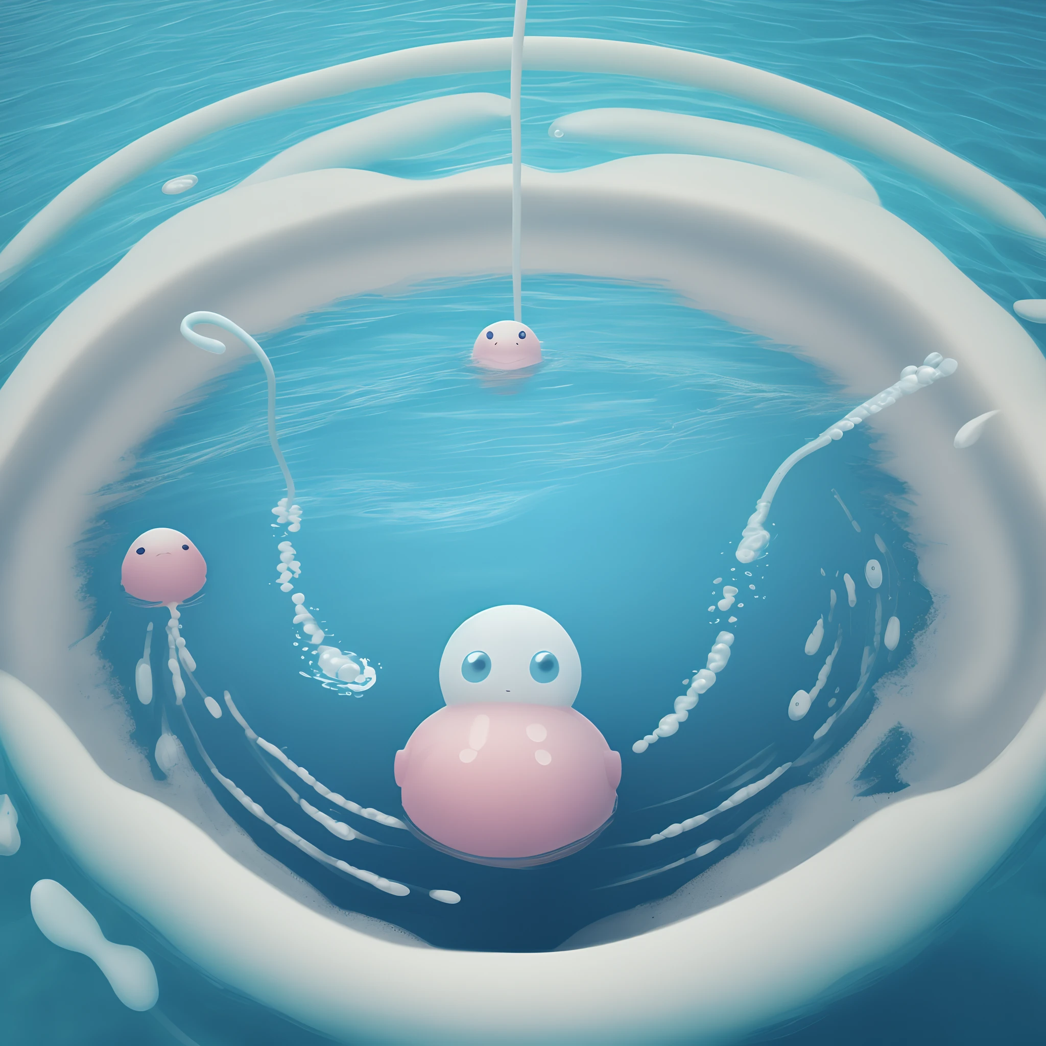 cartoon of sperm swimming away