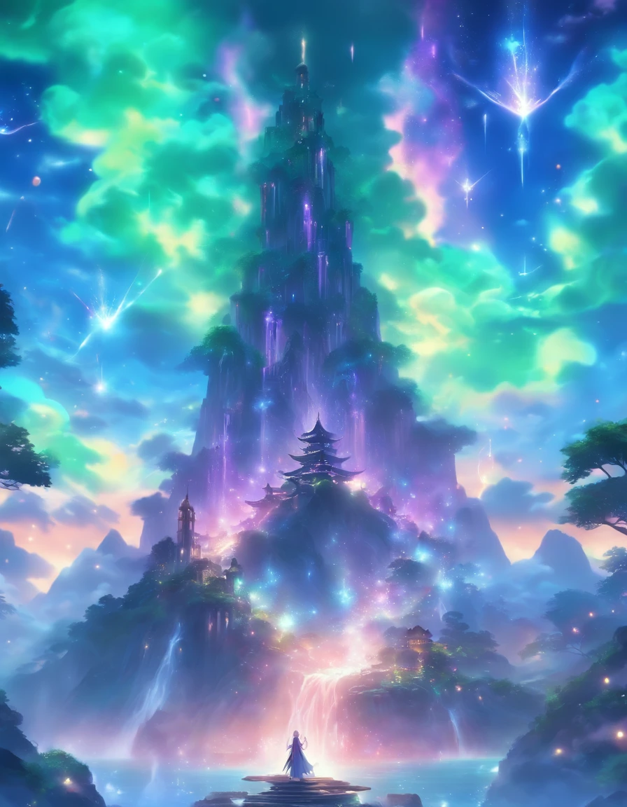 (best quality,4k,8k,highres,masterpiece:1.2),ultra-detailed,(realistic,photorealistic,photo-realistic:1.37),flamboyant colorful mage,wonderful multi colored spells,fantasy environment,magical atmosphere,sparkling lights,spellbinding,mesmerizing glow,ethereal aura,enchanting scenery,mystical elements,vibrant colors,fantastic fantasy creatures,spell-casting gestures,mystical symbols,deep purple sky,lush green foliage,twinkling stars,floating islands,shimmering waterfalls,mysterious mist,ancient ruins,floating crystals,celestial energy,whimsical atmosphere,elaborate robes,glowing staff,crystalline magic,wisps of magic,arcane knowledge,dreamlike landscape,otherworldly realms,spectacular visual effects,luminous skies,surreal dreamscapes,dynamic perspectives,impressive magical powers,intricate details,awe-inspiring beauty,dimensions of reality,unleashing untamed magic,interdimensional gateways,limitless imagination,majestic scenery,unforgettable journey.
