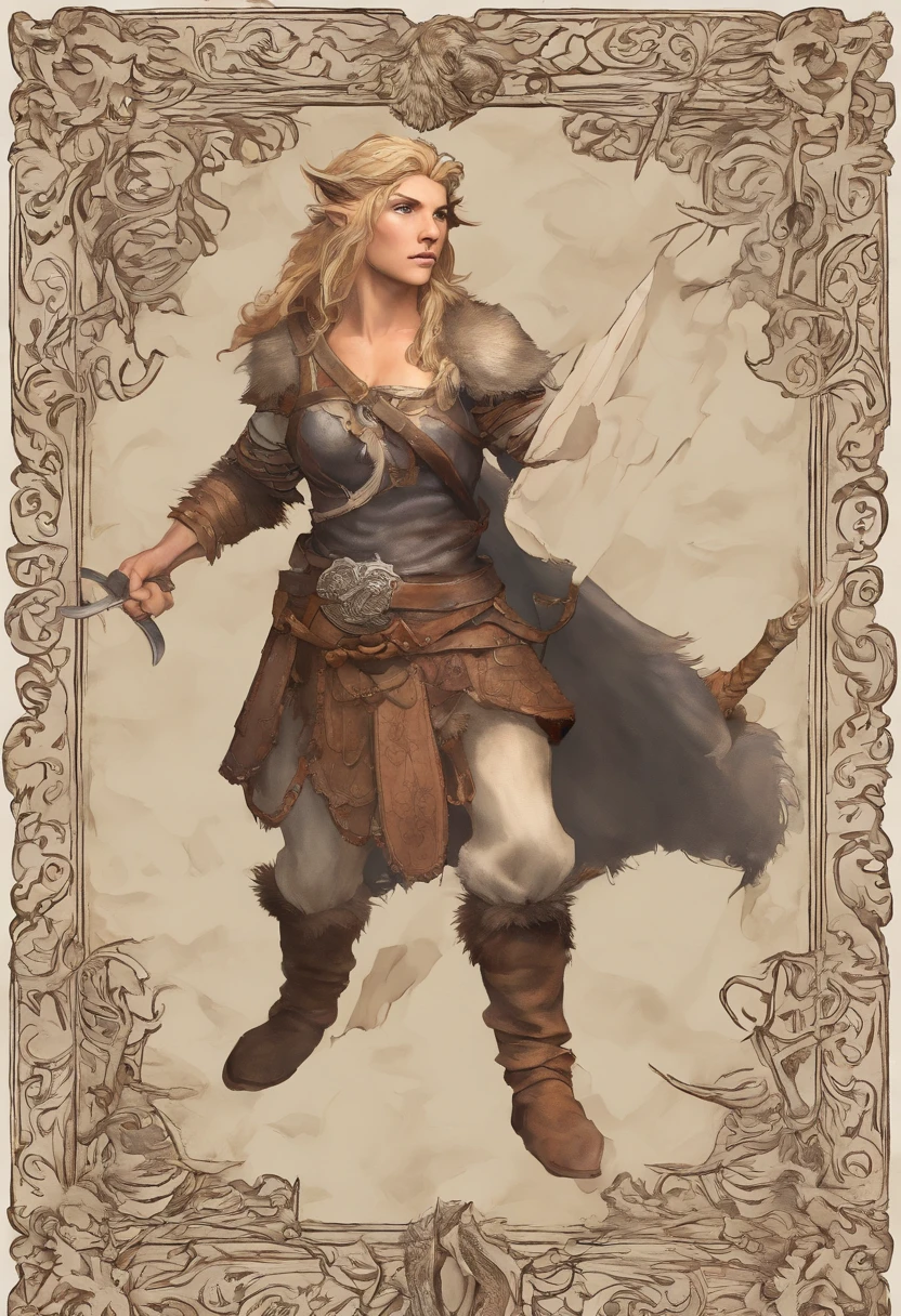 1girl, full bodyvmature Norse woman, blonde long hair in braids, model sheet 