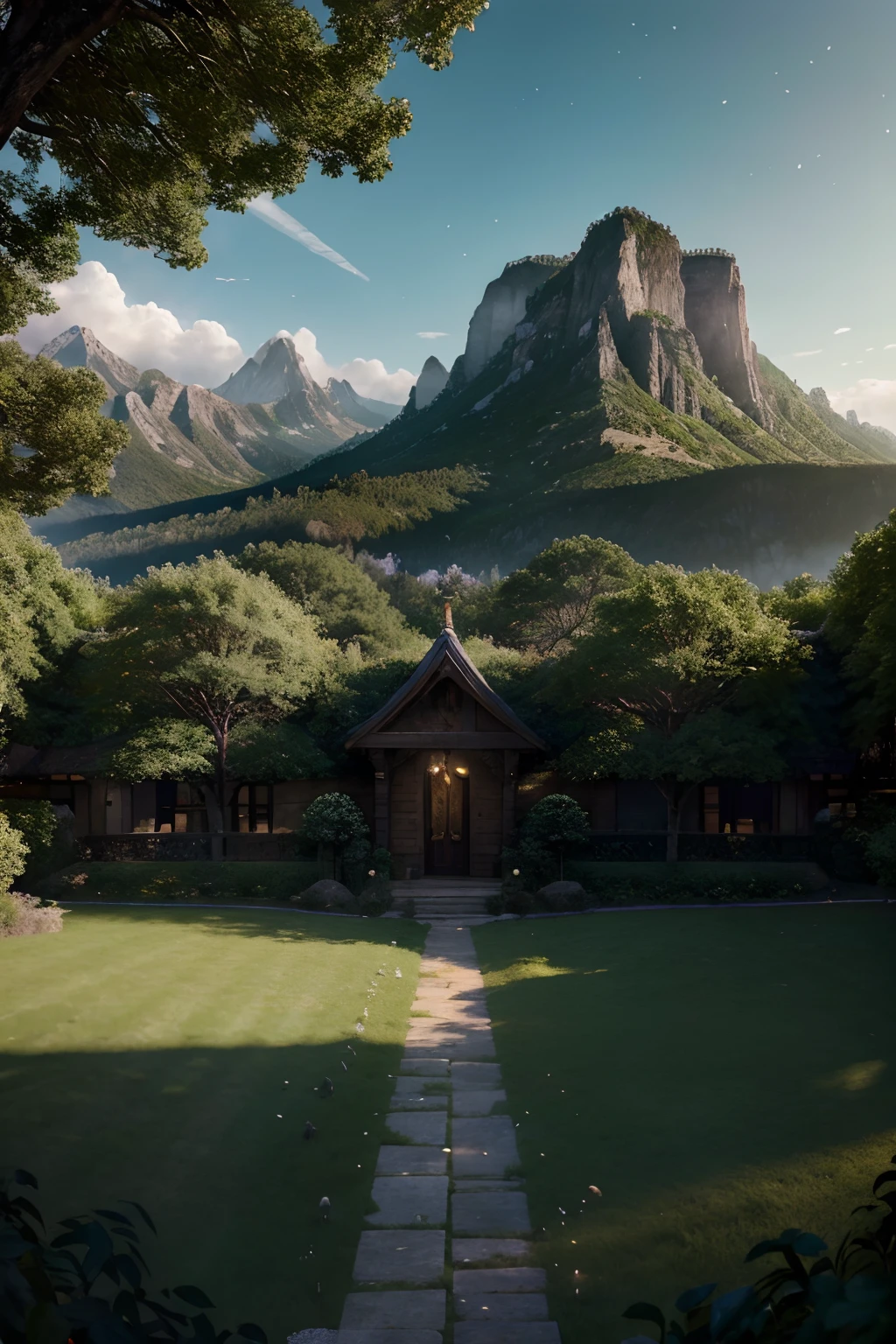 Zebaoth,giant epic fantasy tree,huge mountains,cinematic lens,wide-angle view,(best quality,4k,8k,highres,masterpiece:1.2),ultra-detailed,(realistic,photorealistic,photo-realistic:1.37),smooth,(trending on artstation),3d animation,vibrant colors,enchanted atmosphere,ethereal lighting,mystical ambiance,detailed bark and leaves,depth and dimensionality,subtle shadows and highlights,immersive experience,captivating scene,natural elements seamlessly blended,professional craftsmanship,impressive scale and grandeur,awe-inspiring,exquisite attention to detail,unforgettable visual impact,scenic beauty beyond imagination,tranquil and peaceful setting,harmonious composition,celebration of nature's majesty,magnificent spectacle of wonder,luminous enchantment,gorgeous theatricality,stunning landscape unfold before your eyes,immersive journey into a fantastical realm,dazzling display of artistic mastery.