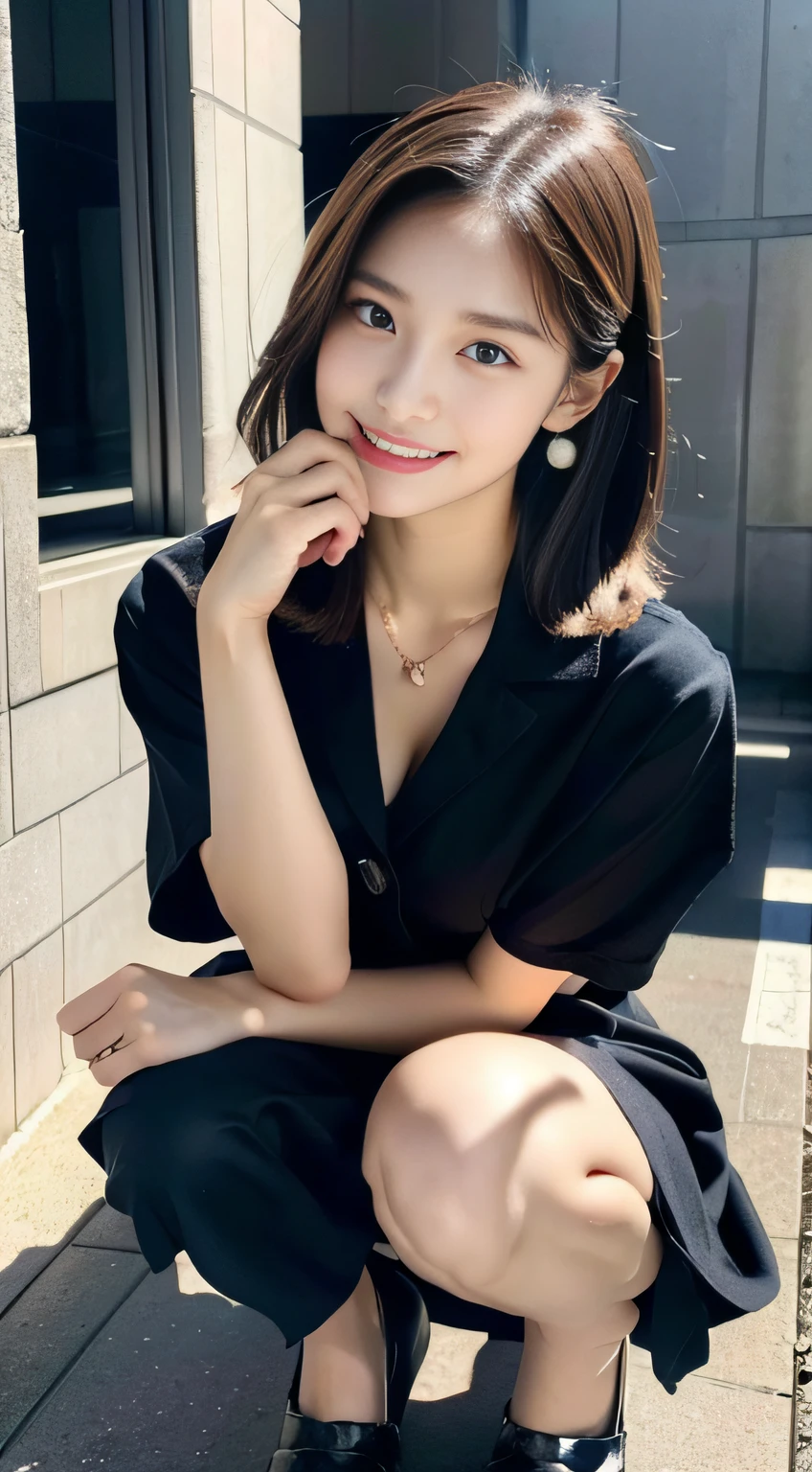 (((32K,very high res, high detailing, highly accurate,Maiden 1:1.5))),Raw photo & realistic atmosphere,beautiful dark blue eyes,Detailed mouth,Glossy lips,Detailed eyebrows,Soft white skin that shines with every detail,,Eyes drawn in detail、Very beautiful eyes with azure eyes,Detailed lips、Very beautiful face,Very well-formed face、Lifelike face,shiny beautiful lips,Beautiful eyebrows,Infinite reality,Best design,(Insanely cute Japan 16-year-old high school girl,,Beautifully shaped breasts,Very cute beautiful girl,Little Girl,Healthy body,Outstanding style:1.5),Best Natural Makeup,Japanese ido,Korean Idols,Young sensual idol,Moist eyes,Dark Beautiful Deep Eyes,Beautiful butt,beauty legs,,camel's foot,:1.3),超A high resolution、,Natural and realistic face,Back lighting,Pure eyes are too cute,(((photorealisim,Photograph the whole body))),,Reality Live Action,(Fashionable earrings,,a necklace,A bracelet,gyuru,Glossy nail art,American Street Winter Fashion,outer,Unique skirt,Leather shoes,Calm and fashionable girl,light brown hair,short-hair,独奏,Lori,little smiling,full body Esbian,Show full-body fashion,Sit up,Show me your leather shoes, Only beauty young cute 15 year old girl,15-year-old girl with beauty and charisma,Teenage fashion magazine shoot,K-POP hobbyist,Fashion that seems to be in Koreatown:1.7),Shin-Okubo's Koreatown