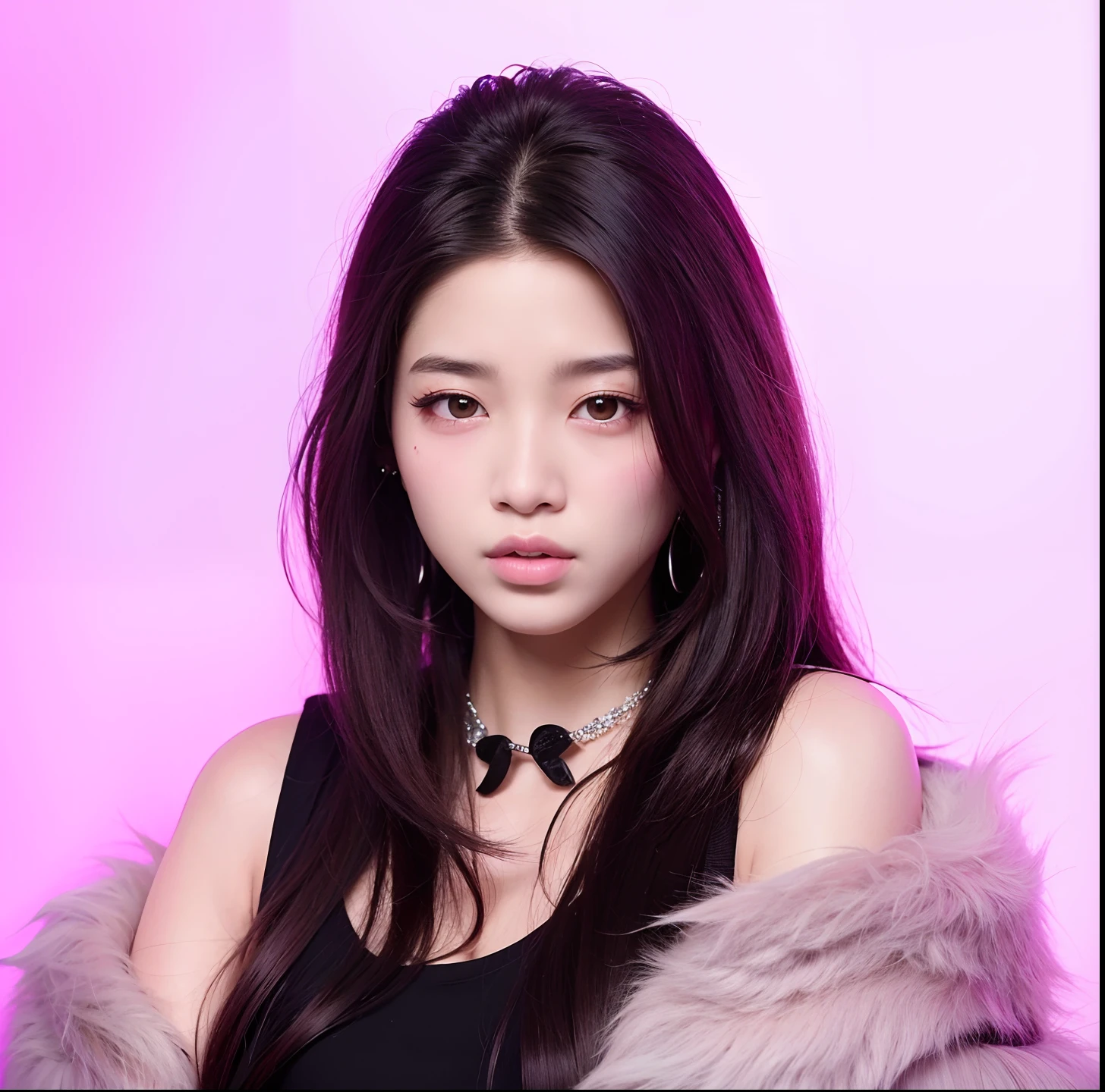 Un primer plano de una mujer con el pelo largo que lleva un abrigo de piel, Retrato de Jossi de Blackpink, Parque Roseanne de Blackpink, Jaeyeon Nam, Jossi de Blackpink, Blackpink Jennie, portrait of female Korean idol, Jinyoung Shin, Gongbi, Heonhwa Choe, Retrato de Kpop Idol, Parque Ji-min, Sha Xi, Xision Wu