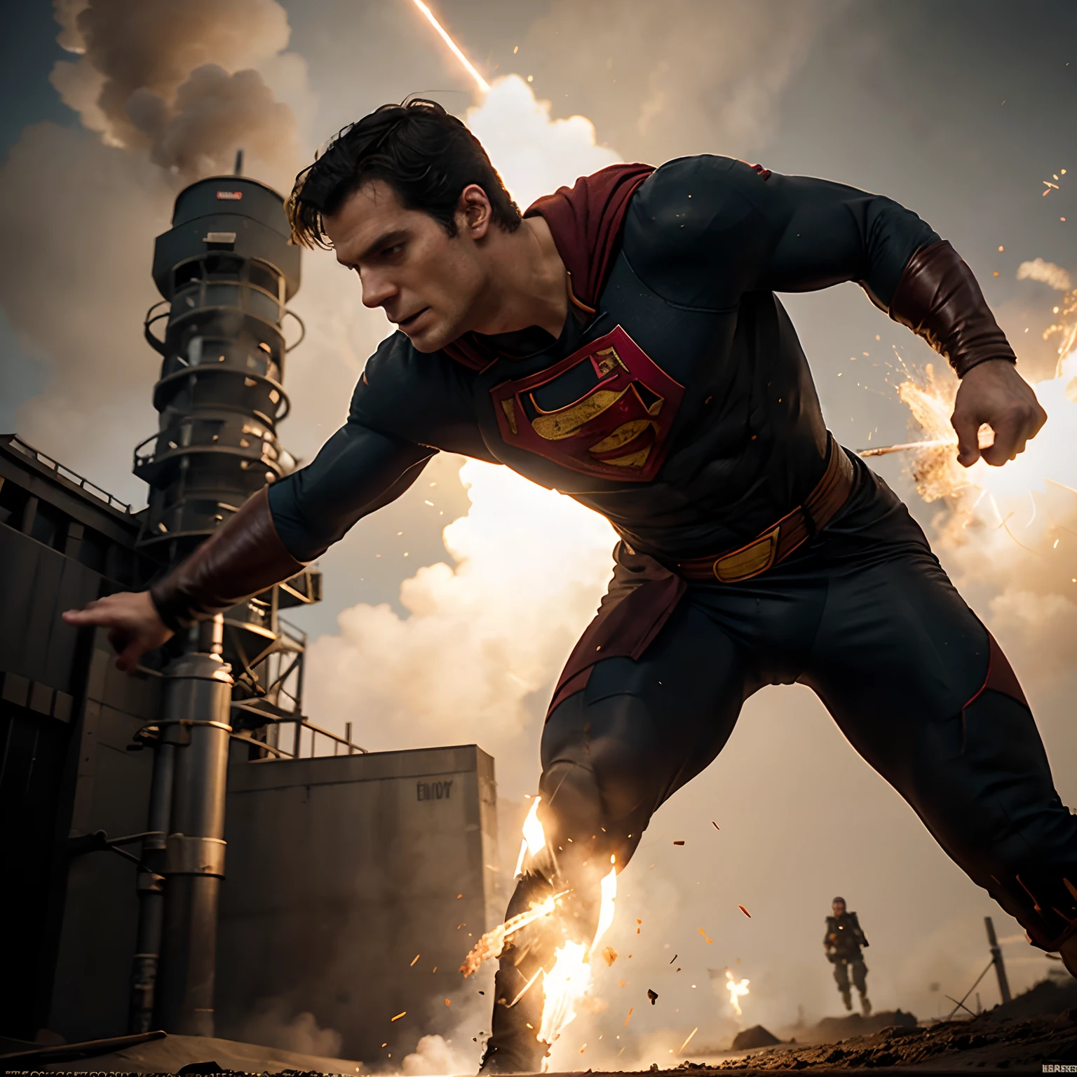 Henry Cavill chasing a missile