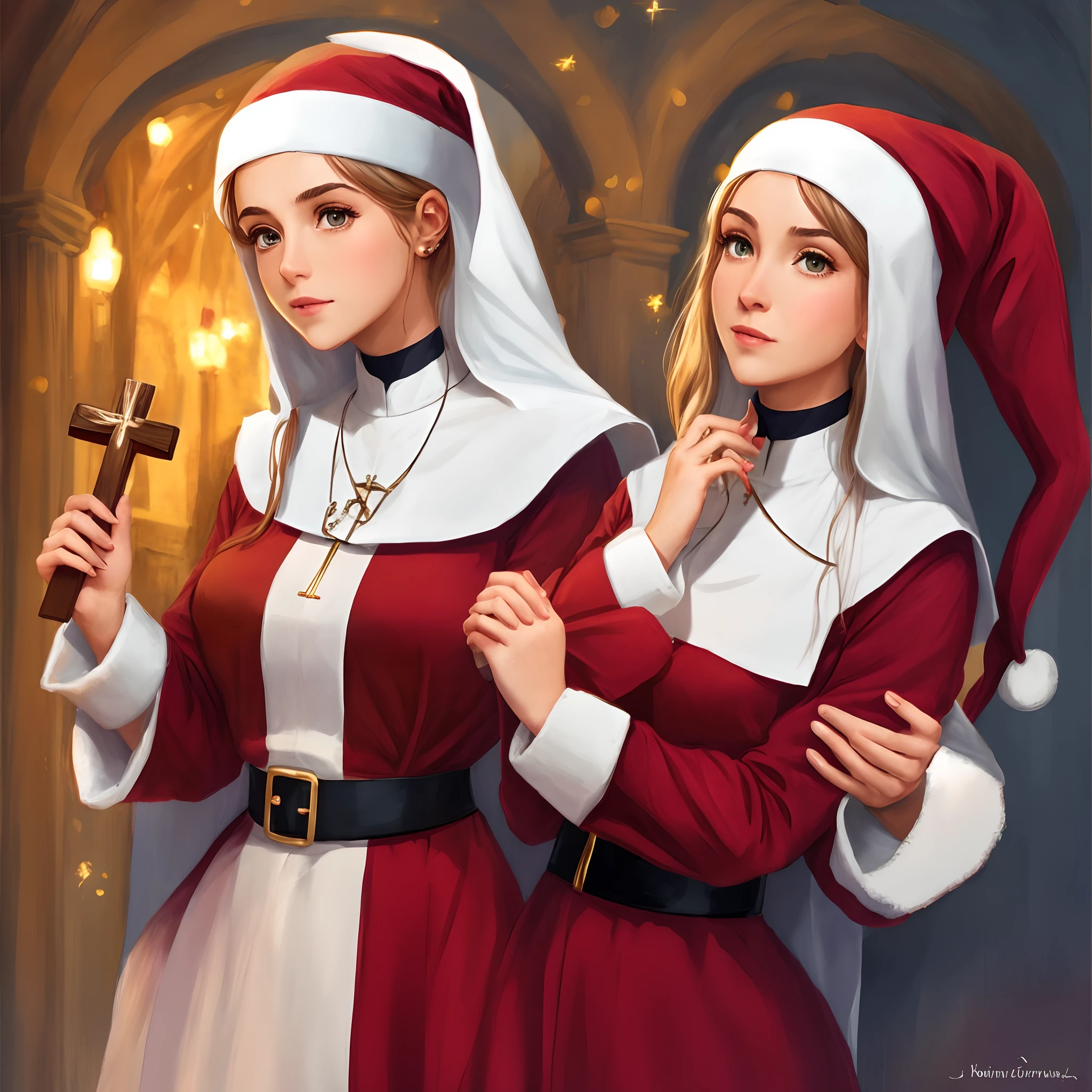 Create Santa Rita de Cássia in pixar character form/disney, She's a young woman in a nun's outfit, com um espinho na testa, Holding a cross with both hands. Make it as realistic as possible