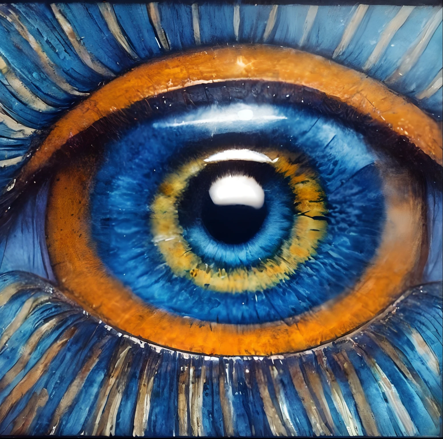Psychedelic Art:Eye、iris、fish、Tentacles、bird、Eye、diatom,Abstract mosaic painting,Describing the inner world of autistic people,Sense of space,White Space,interesting,Innocence,Psychedelic Art,Orange overall
