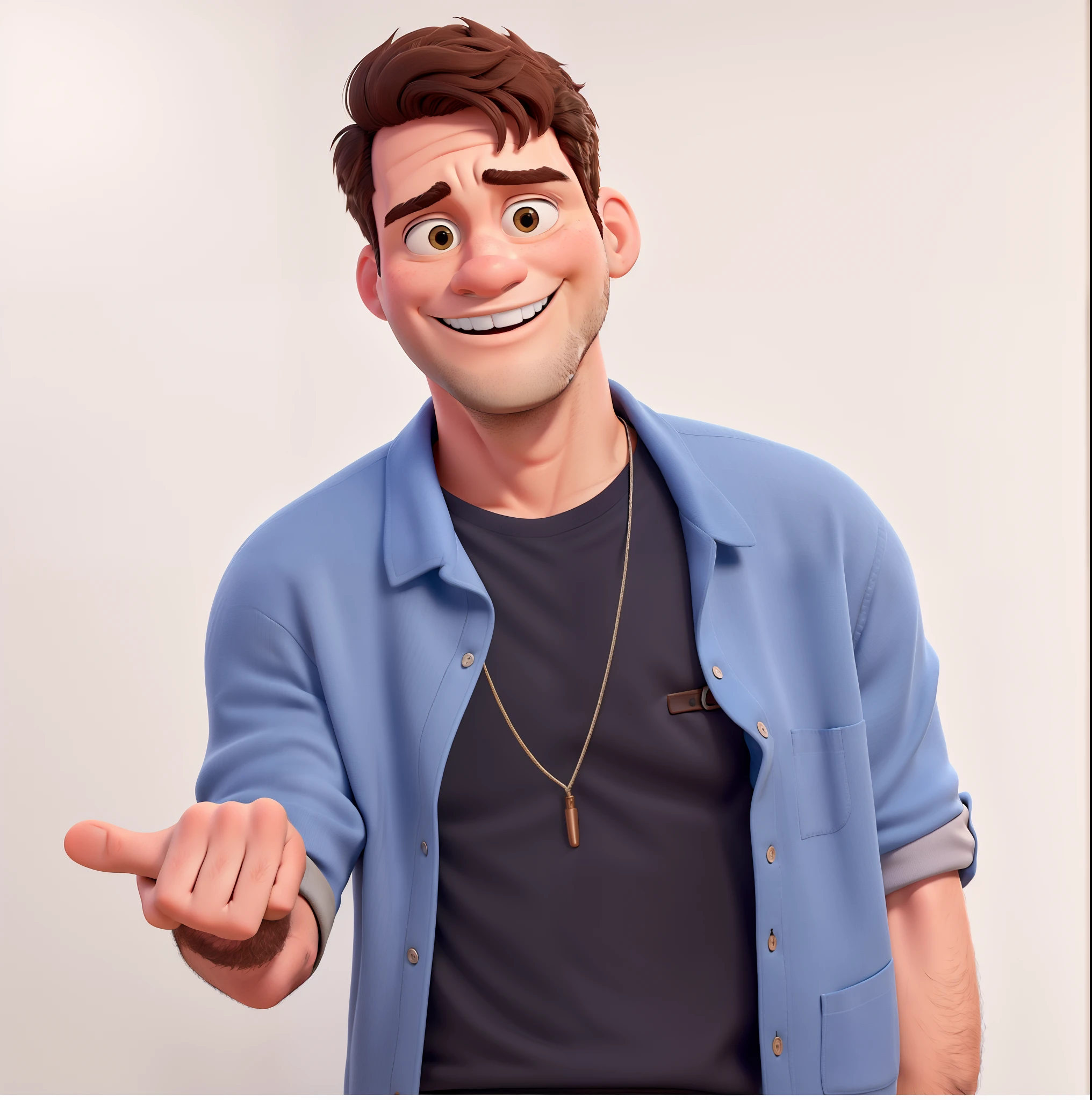 Um homem branco no estilo disney pixar, alta qualidade, melhor qualidade