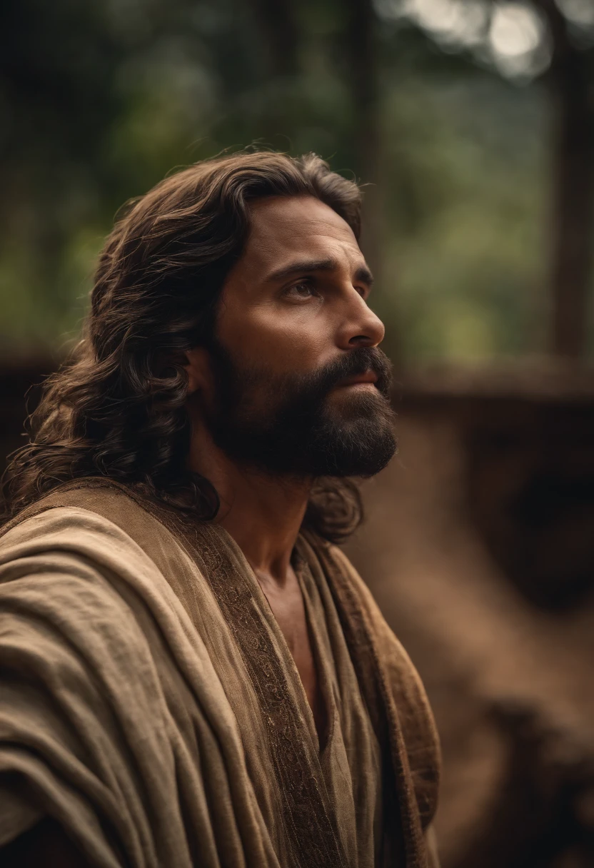 SAN JOSE, Pai de Jesus! Character from the Bible, cena com ele segurando o Jesus no colo, Imagem Realista 8k