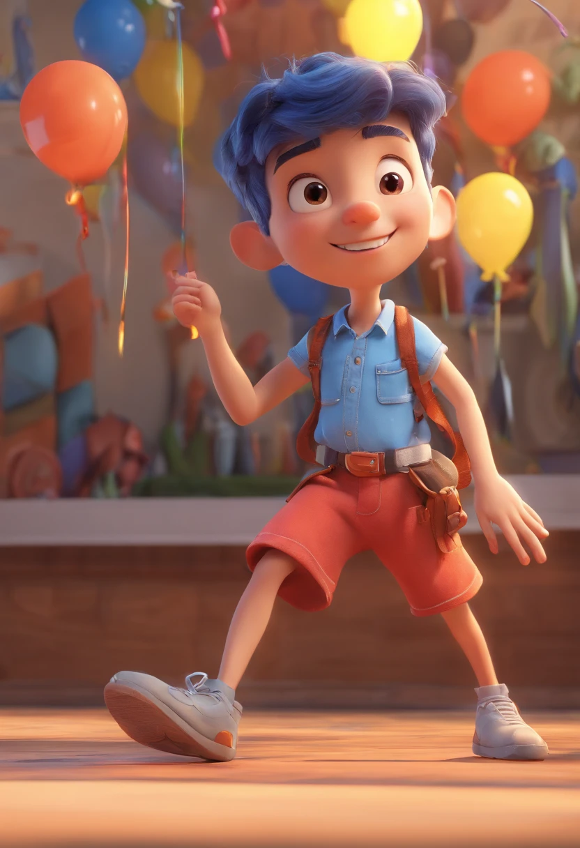 Make a disney pixar type 3d character of a boy, moreno e de oculos e cabelos brancos.