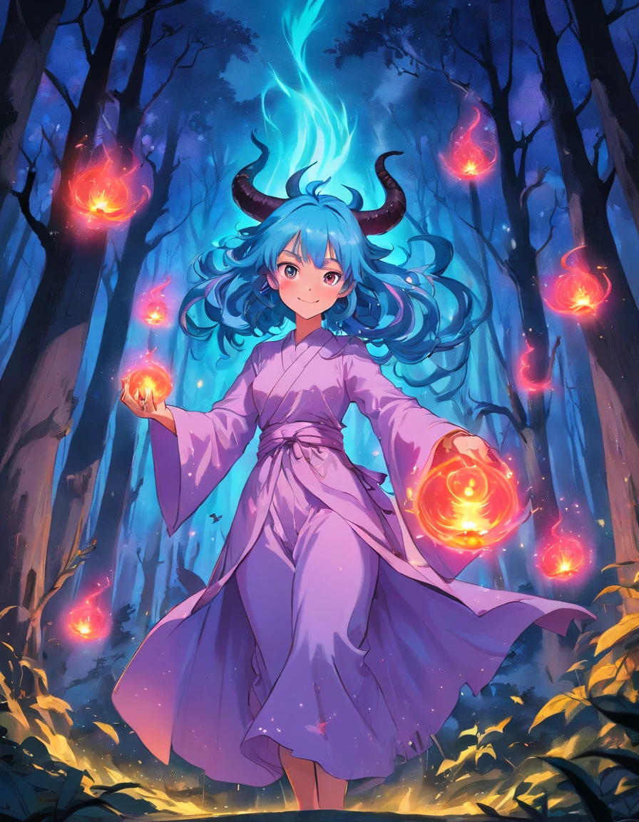 (a blue-haired demon woman,spells:1.1,glowing:1.1)(illustration)(best quality,ultra-detailed,realistic:1.37),demonic witch(demonic:1.1)(magic:1.1)(forest)(dark and mysterious,ominous atmosphere),casting powerful spells,creating magical energy(magic:1.1),vibrant pink hair(swirling pink hair)(flowing pink hair),horns(devil horns:1.1),piercing red eyes,enchanted scepter(magical scepter),elaborate dark robe,glowing magical sigils,fiery embers swirling(magical embers:1.1)(glowing embers),magical aura(glowing aura),eerie shadows,otherworldly presence(presence),sinister smile,nightfall in the background(dark night:1.1)(moonlit forest),lush and dense foliage(twisted trees)(mystical plants:1.1),mystical particles(swirling particles)(floating particles),ethereal glow(ethereal:1.1)(soft glow),faint moonlight breaking through the trees,haunting and captivating(scary atmosphere),bewitching beauty,wide range of colors(vivid colors)(contrasting colors),mystical realm,impressive details,dynamic composition,mesmerizing artwork,photorealistic style(picasso style),impressive shading and lighting,explosive energy,magical atmosphere(fantasy atmosphere),dreamlike scene