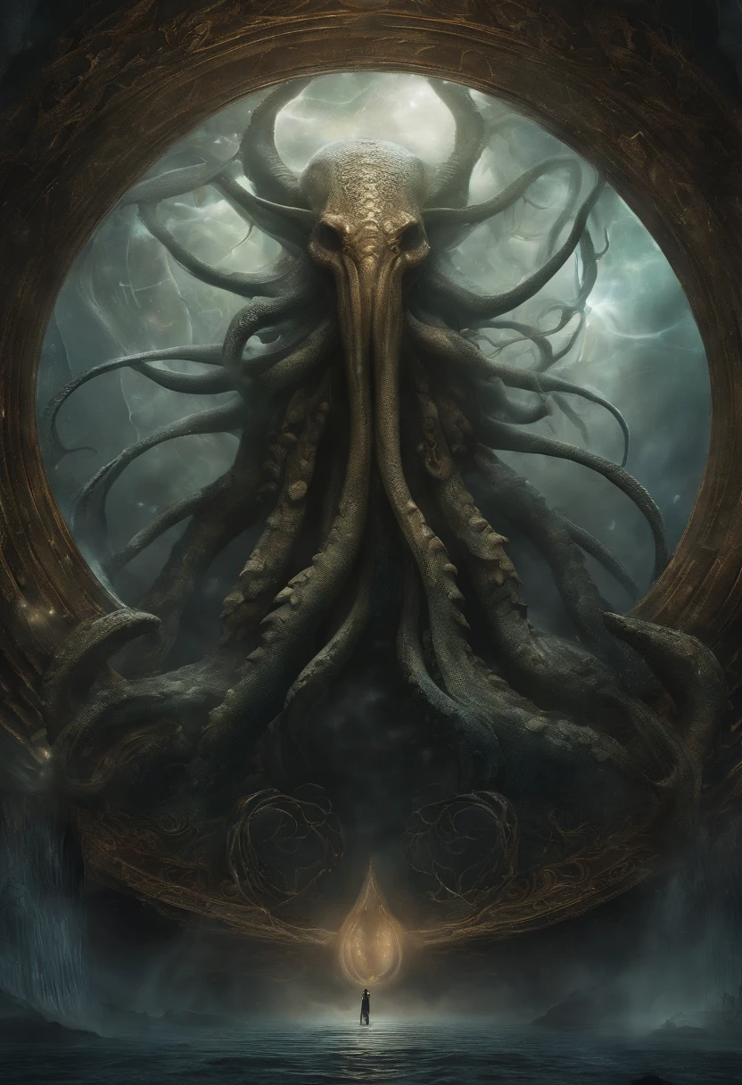Cosmic horror in outer space floating with infinite limbs and no arms