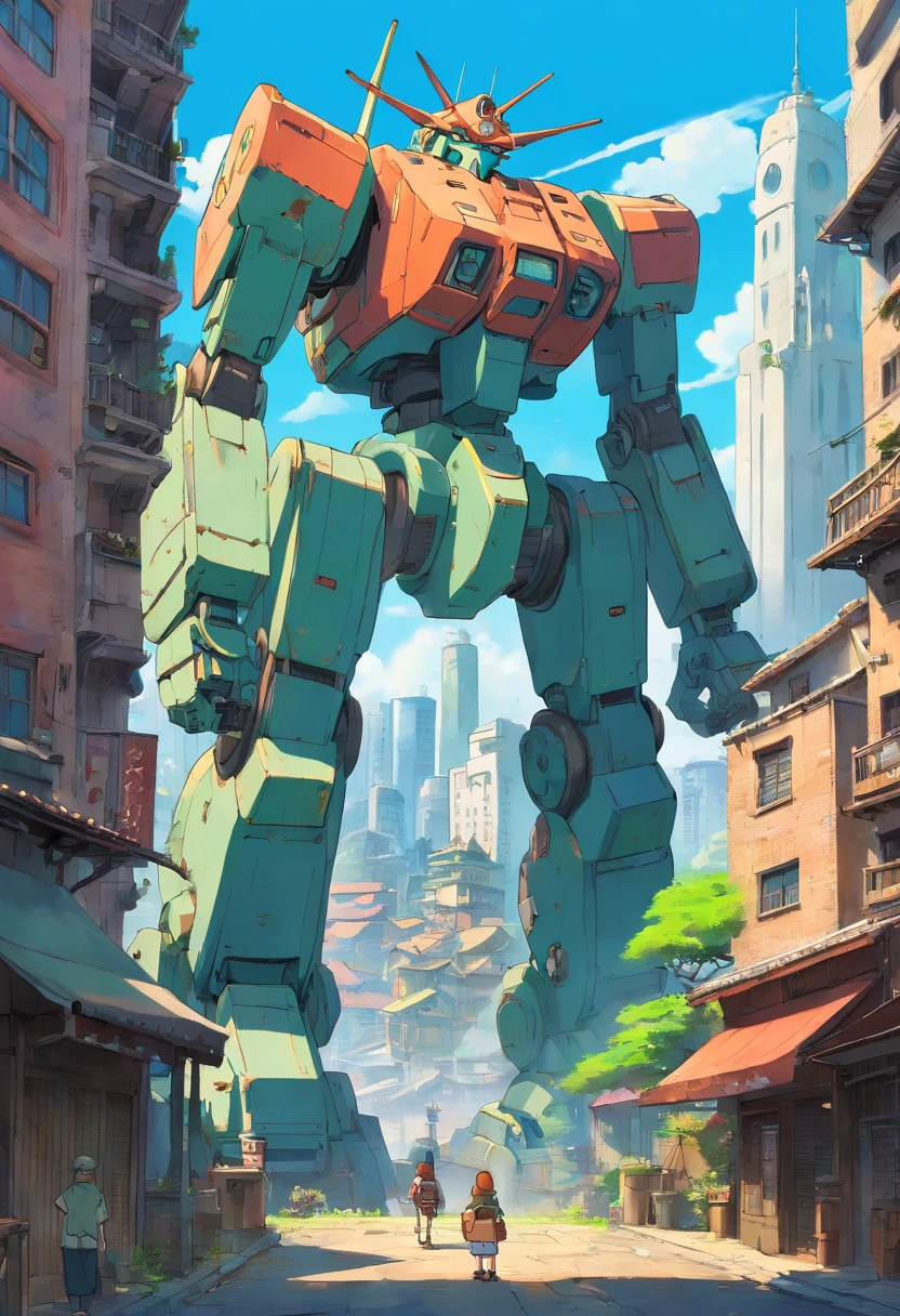 A huge mech towered over a city that had been reduced to ruins, and there was no one standing there but him